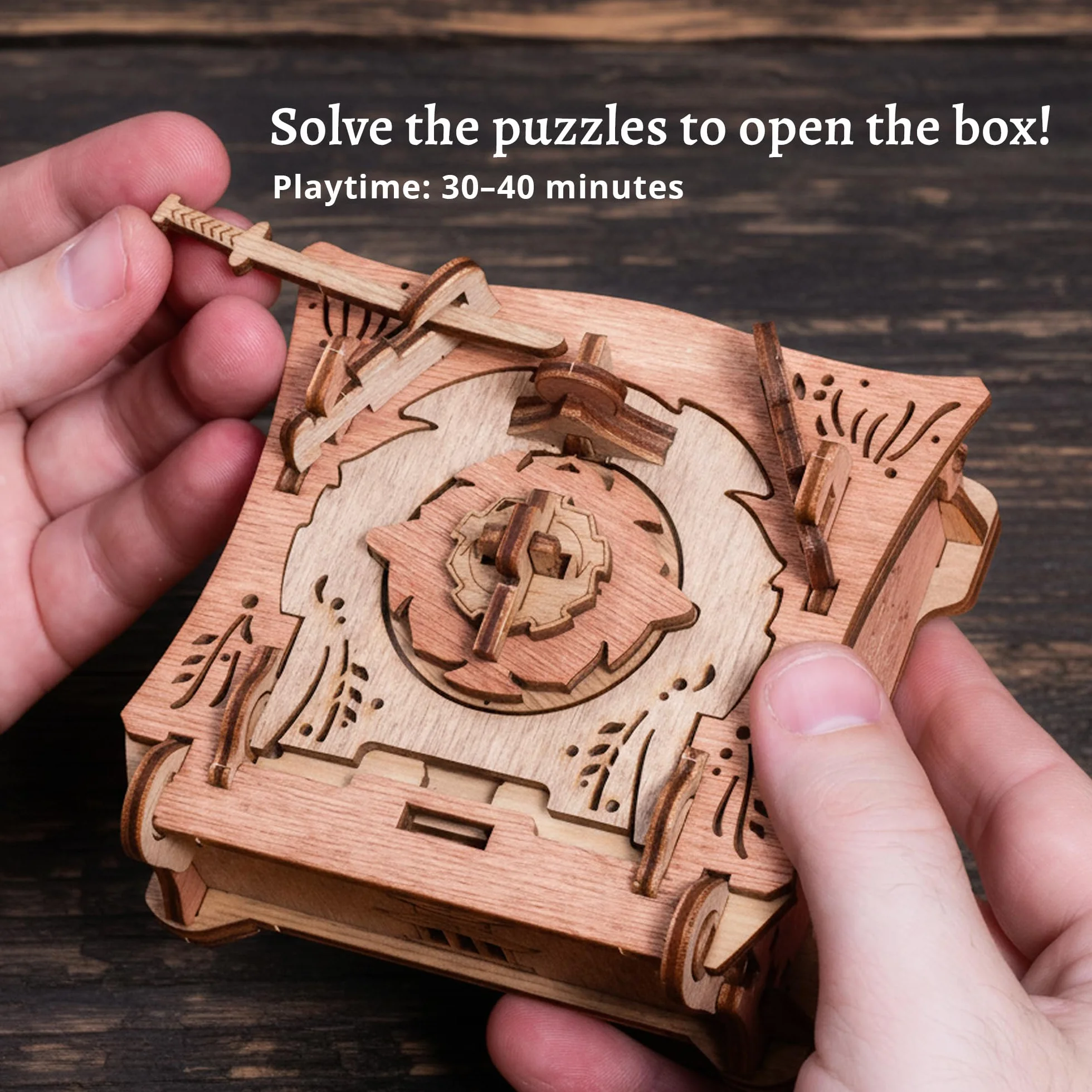 iDventure Samurai pudełko puzzle | Escape Room mechaniczna skrzynia skarbów | prezent urodzinowy | drewniane puzzle 3D | gra logiczna dla dorosłych i pudełko z puzzlami dla młodzieży 14+