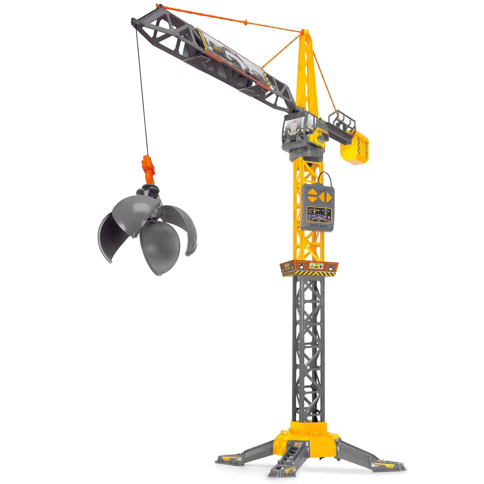 Dickie Toys 203729022 Volvo Dźwig Zdalnie sterowany, obrót 360°, kula wyburzeniowa z funkcją otwierania i chwytania przedmiotów, wysokość: 110 cm.