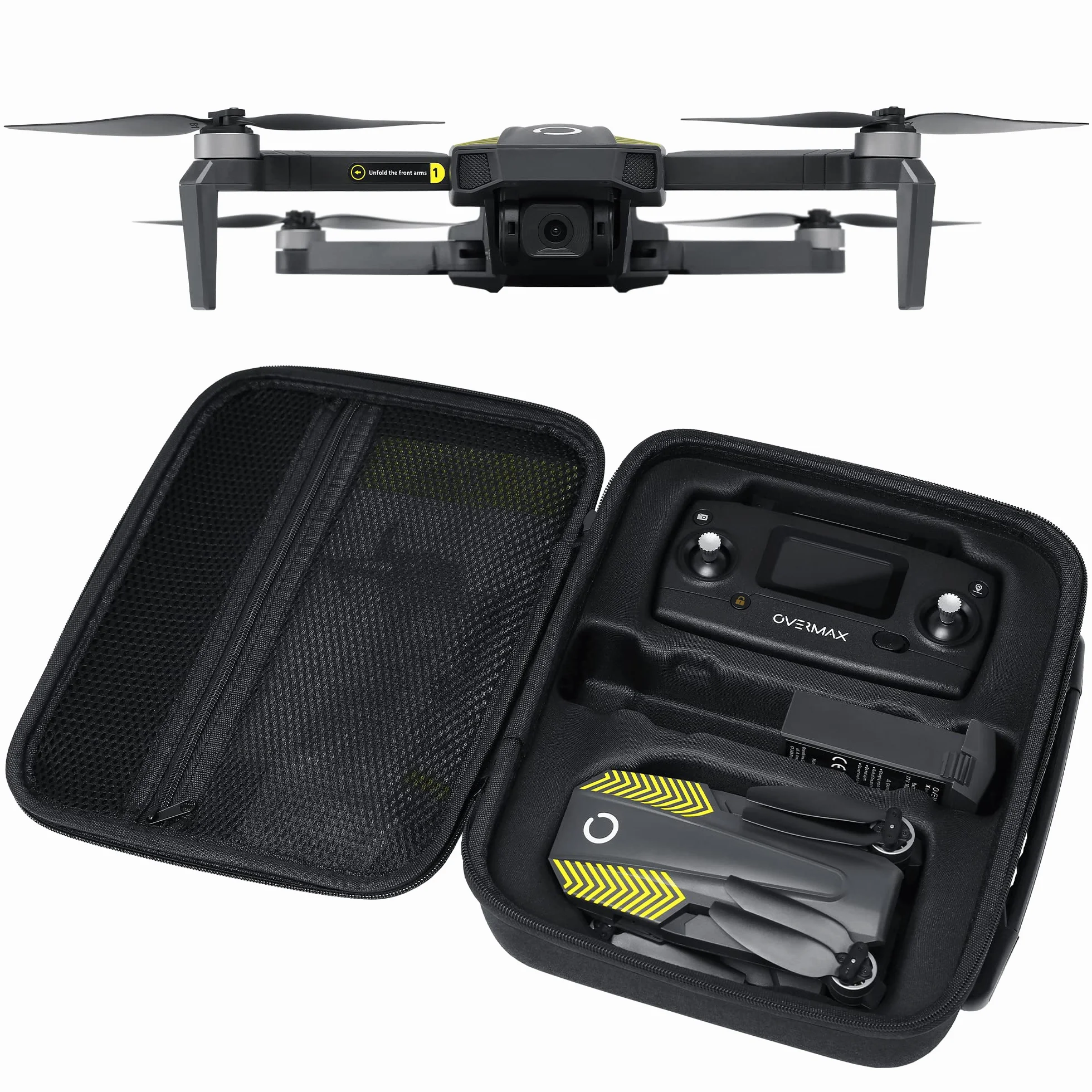 Lionelo Overmax X-Bee 9.5 Fold Dron, Czarny/Żółty, 1820 mAh