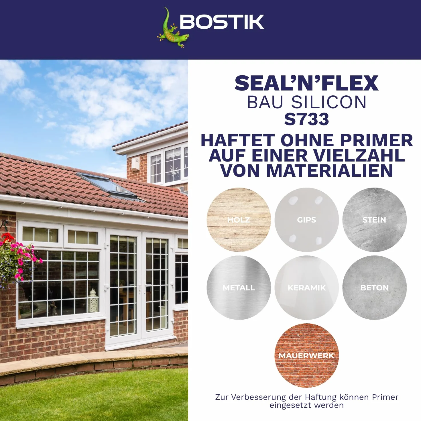 BOSTIK S733 Seal´n´Flex Bau Silicon Manhattan – neutralny uniwersalny silikon, odporny na pleśń, trwale elastyczny, nadaje się do stosowania wewnątrz i na zewnątrz, 300 ml
