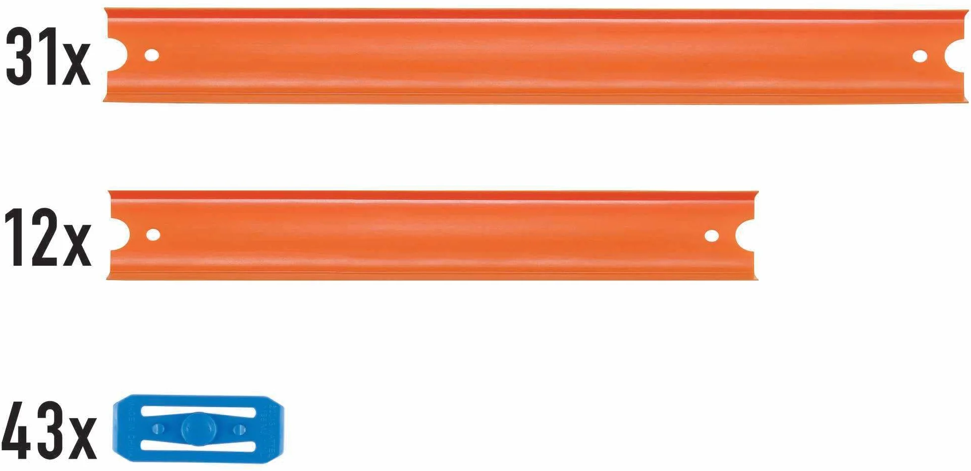 Hot Wheels Toy Car Mega Track Set Pack, 87 Component Building Parts for 40-ft of Track & 1:64 Scale Vehicle (Amazon Exclusive), FTL69