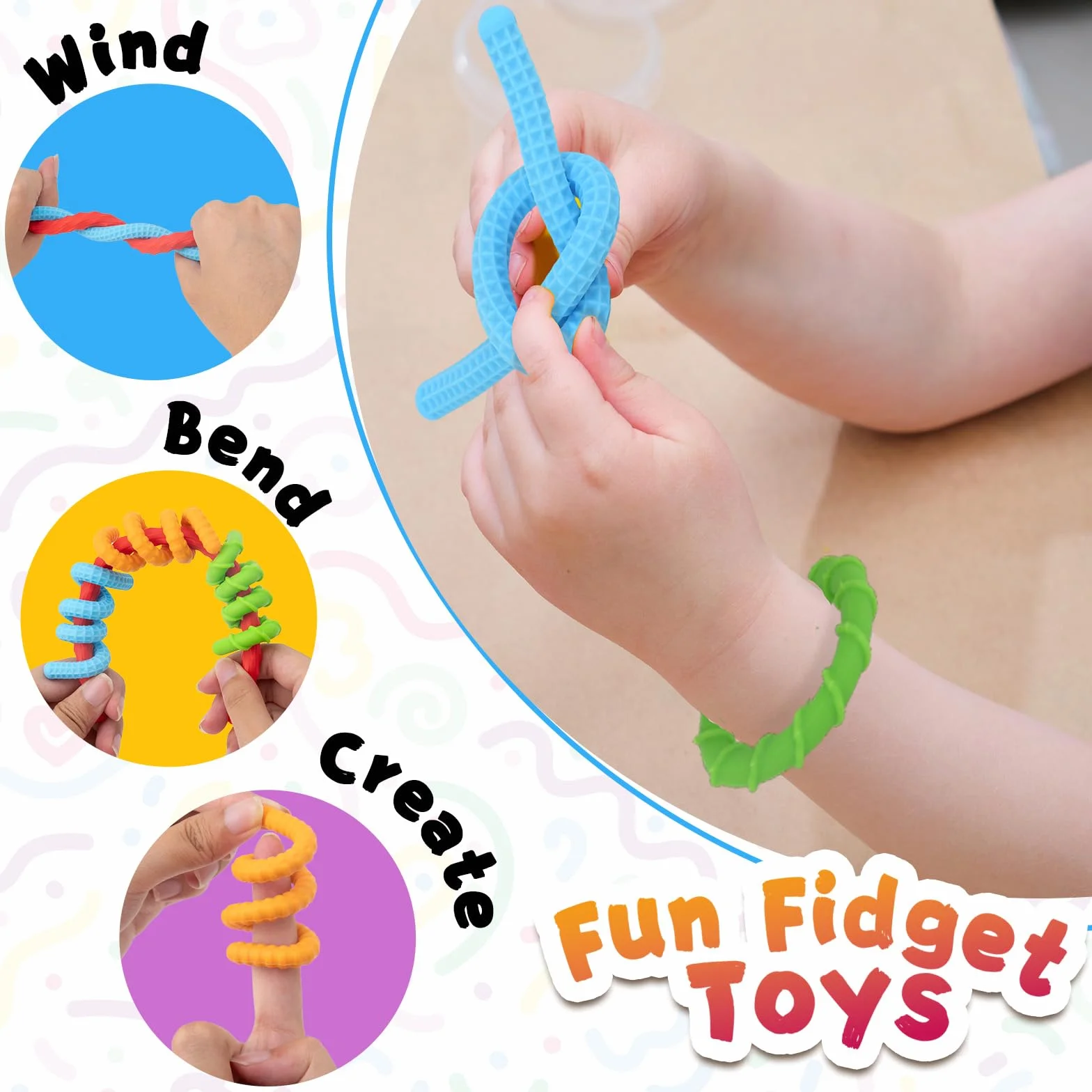ddLUCK Fidget Toys Silikon Sensory Stick, sensoryczne zabawki dla osób z ADHD, antystresowe, autyzm, redukcja stresu, sensoryczne zabawki podróżne dla dzieci od 3 lat i dorosłych (6 szt.)