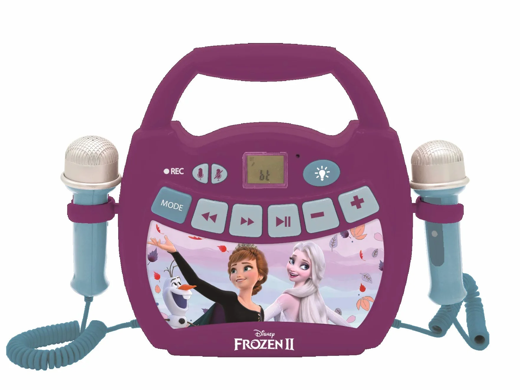 Lexibook, Frozen, Przenośny Odtwarzacz Cyfrowy Karaoke dla Dzieci, Mikrofony, Efekty Świetlne, Bluetooth, Funkcje Nagrywania i Zmiany Głosu, Fioletowy, MP320FZZ