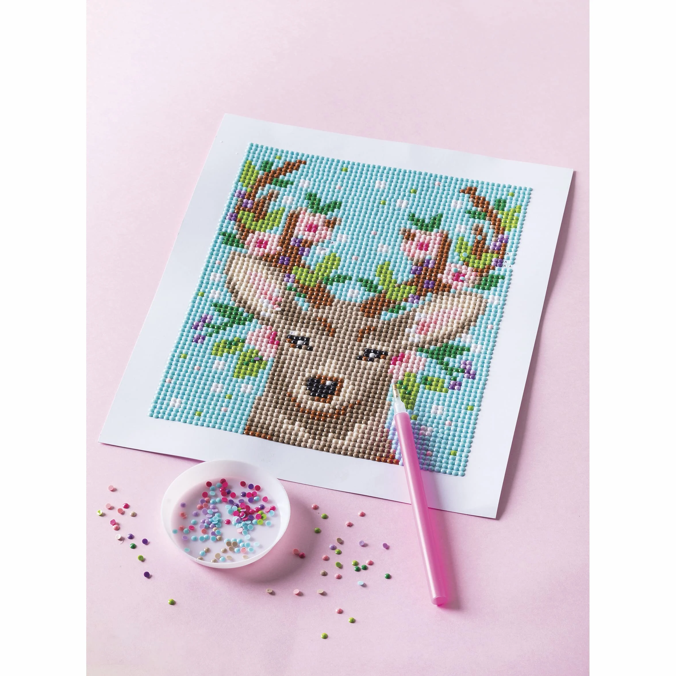 Janod - Deer Diamond Painting - The Calme Warsztaty - Kreatywny zestaw wypoczynkowy dla dzieci - Nauka umiejętności motorycznych i koncentracji - od 8 lat, J07948