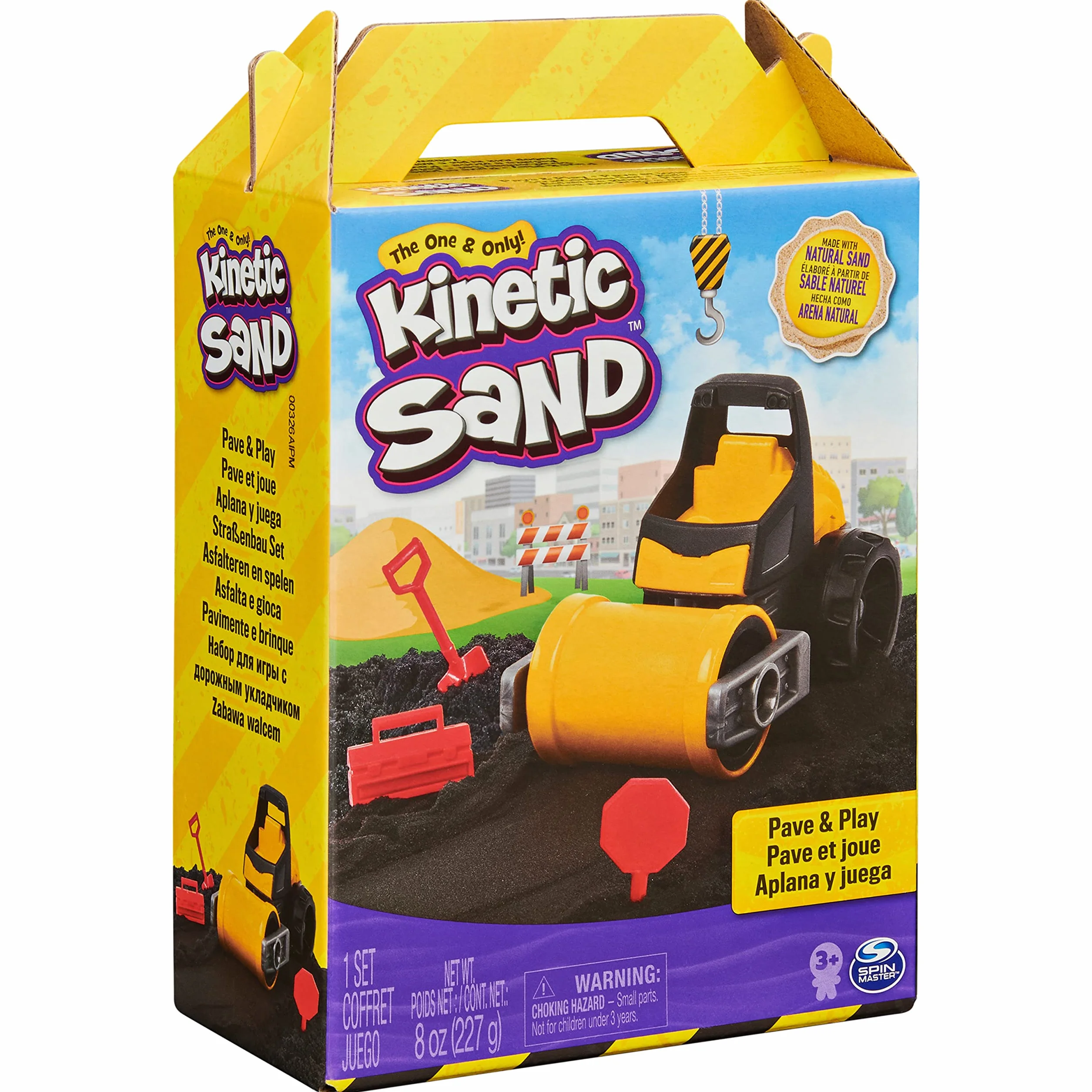 Kinetic Sand Kop i burz, czarny piasek kinetyczny z pojazdem, dla dzieci od 3 lat