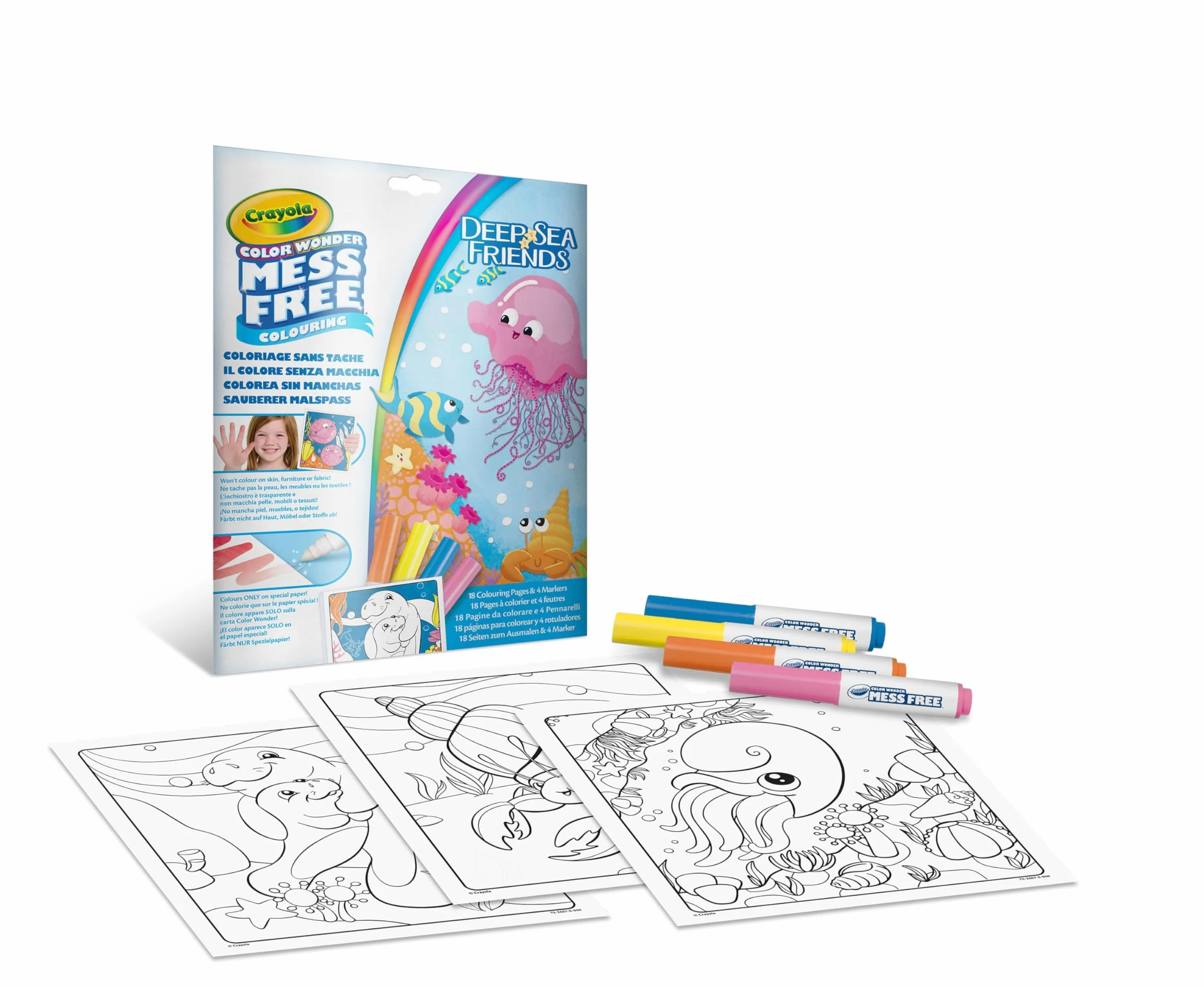CRAYOLA Color Wonder zestaw ekonomiczny bez plam motyw przyjaciół zwierząt dla dzieci wiek 3-5 lat