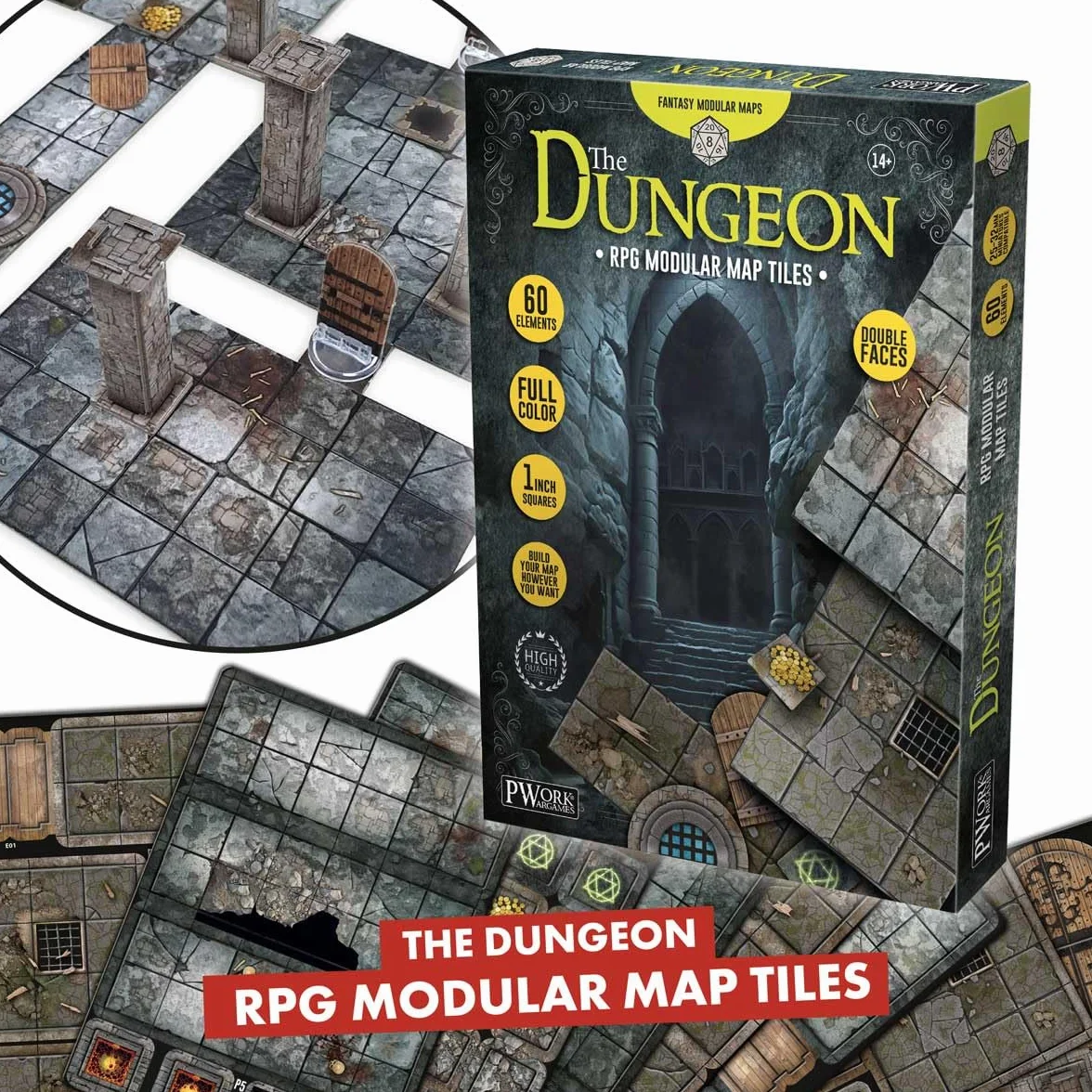 The Dungeon RPG modułowe płytki mapowe, dwustronne płytki kartonowe