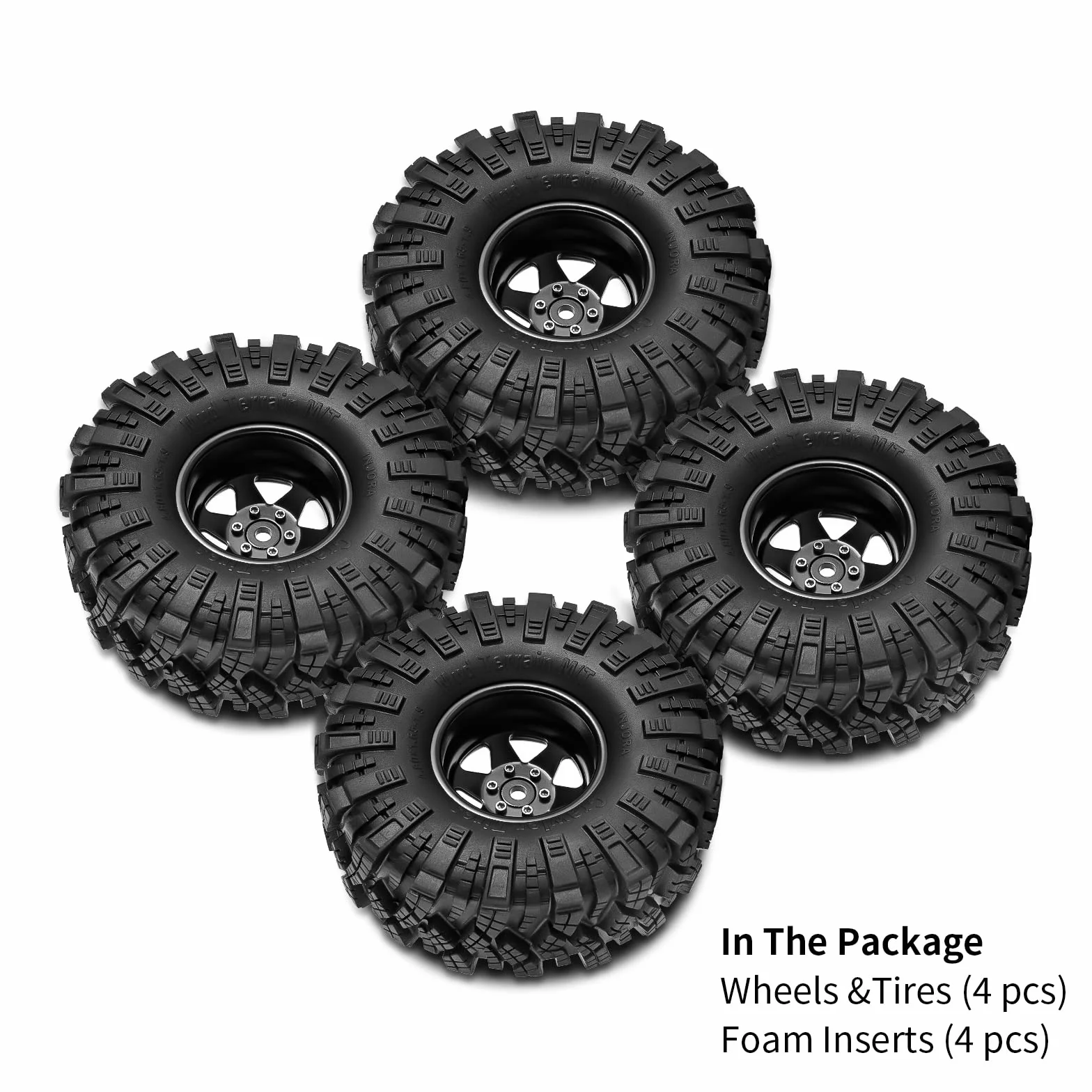 INJORA Zestaw opon błotnych 1.9 offset -8,9 mm obręcz koła Beadlock do 1/10 RC Crawler Car Axial SCX10 90046 UTB18 TRX4, czarny