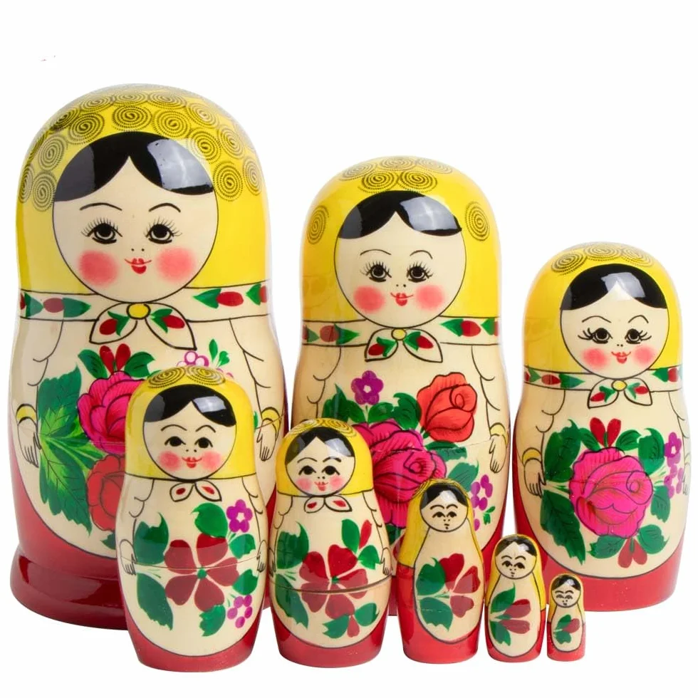 Semenovskaya Matrioszka Matrioszka Matrioszka 8 lalek wtykanych 19 cm - drewniana lalka