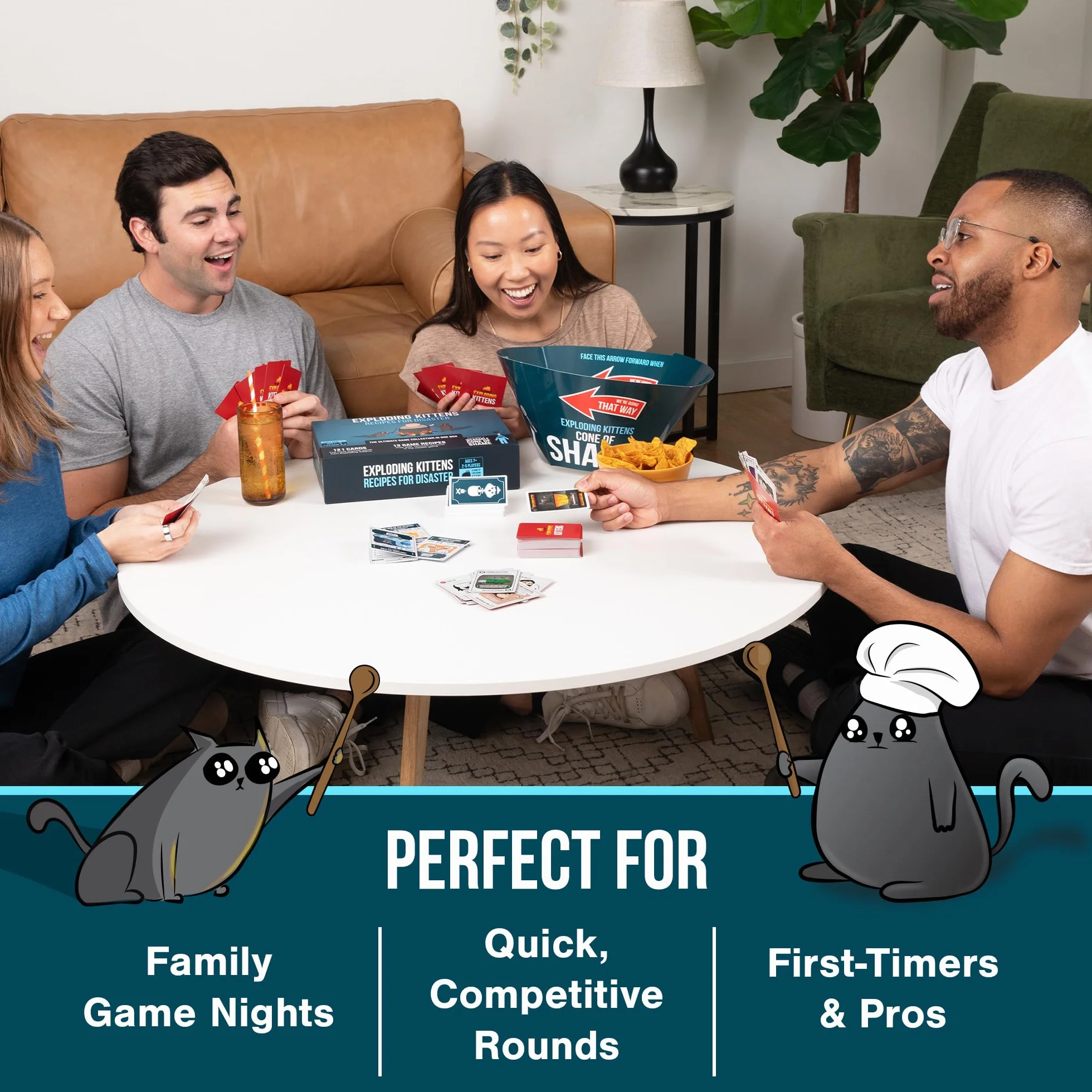 Exploding Kittens Recipes for Disaster - The Ultimate Collection With 13 New Ways To Play, 2-5 Players - Ages 7+, Adults and Kids Card Game, Great For Family Gatherings, Game Night