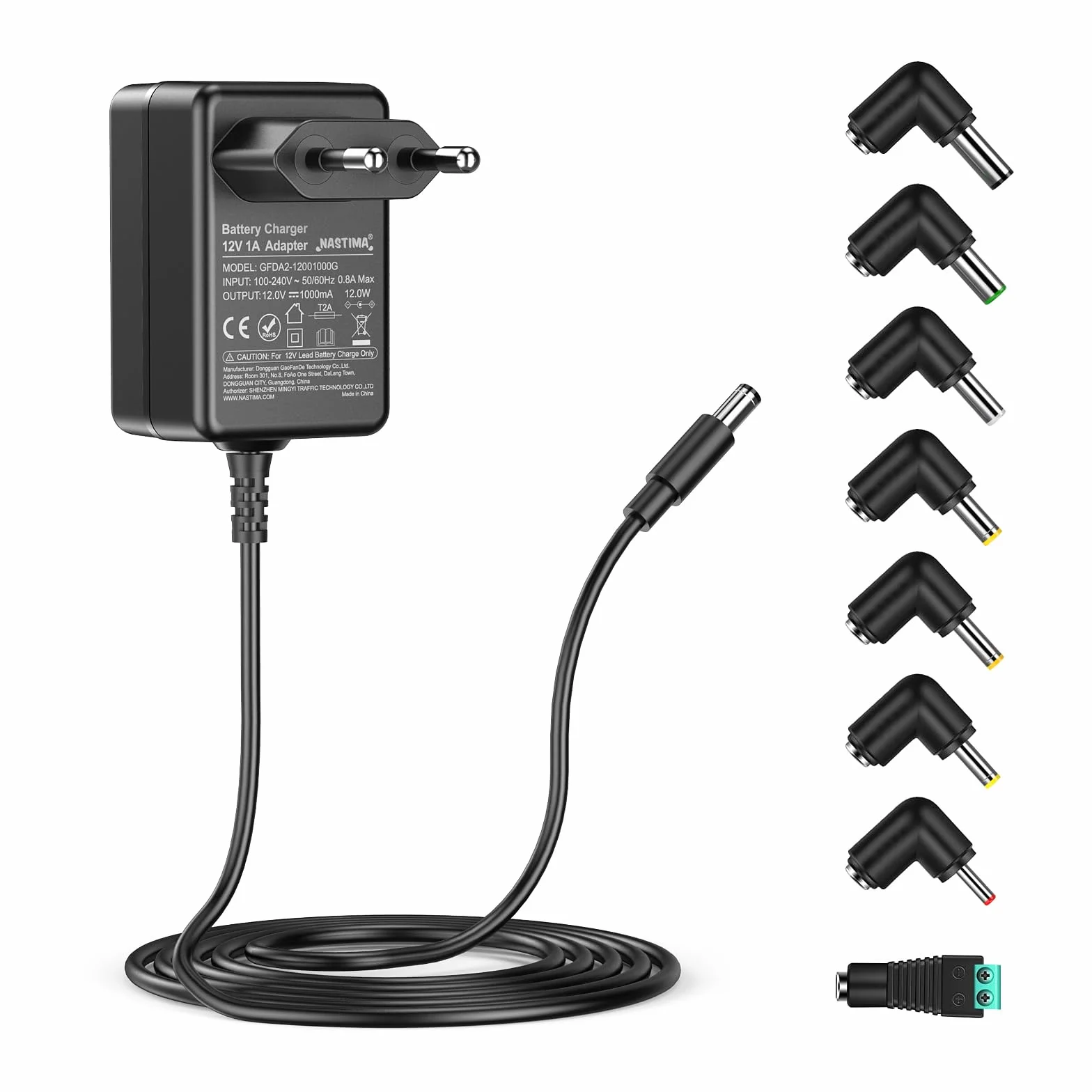 NASTIMA Elektryczna ładowarka samochodowa 12 V 1A dla dzieci, samochód elektryczny dla dzieci, SUV ATV, motocykl itp., uniwersalna ładowarka 12 V ze wskaźnikiem świetlnym, wyposażona w 8 rodzajów