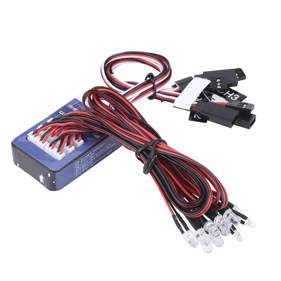 Zestaw świateł samochodowych RC Dilwe 12-LED, zestaw oświetlenia Symulacja migające światła kompatybilne z dla 1/10 1/8 RC Car/Truck/Crawler