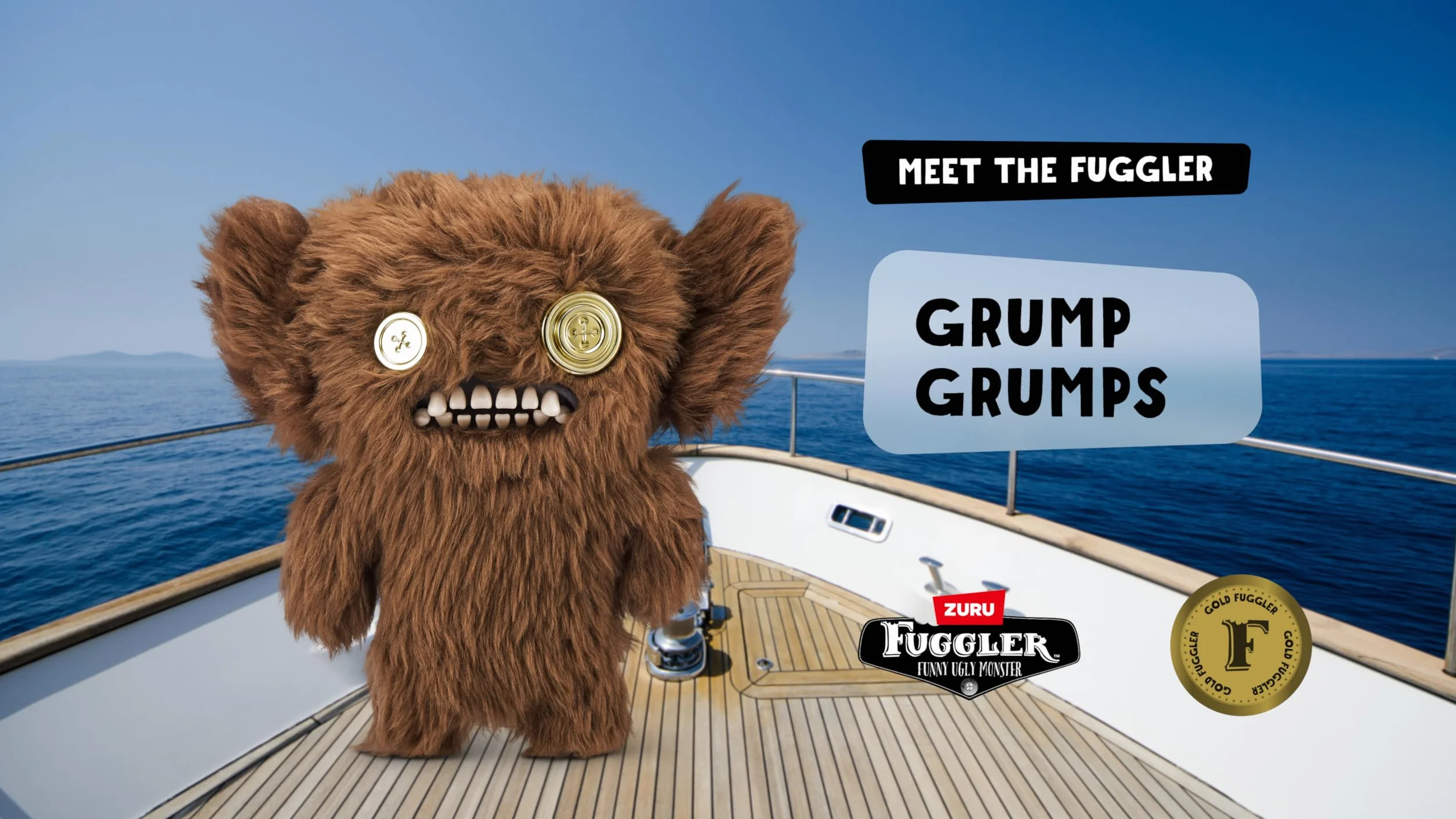 Fuggler Gold Fuggs by ZURU Funny Ugly Monster, Plush, Collectible, Toy (Grumpy Grumps - Eyes)