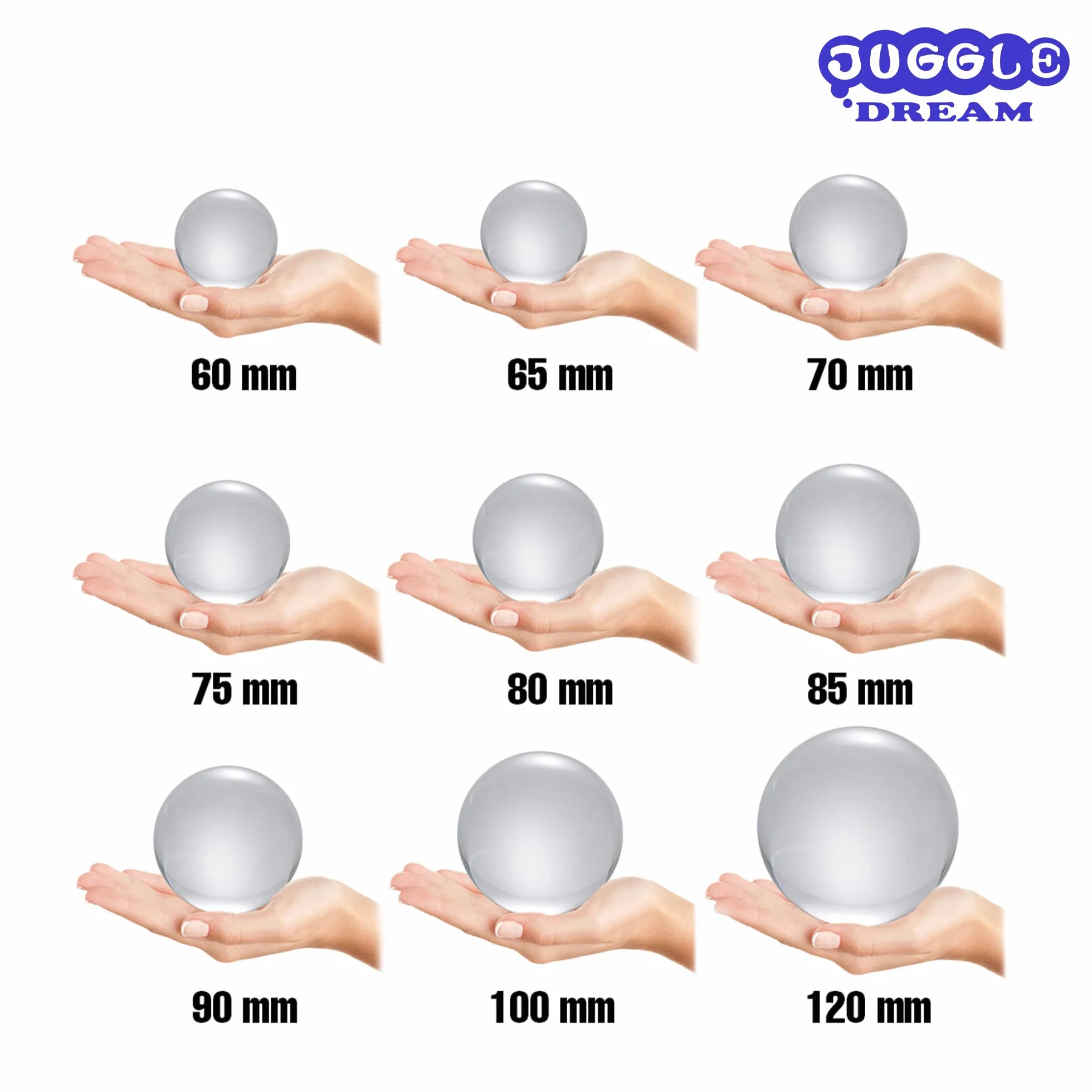Juggle Dream 85 mm przezroczysta akrylowa kulka do żonglowania - przezroczysty przezroczysty przezroczysty kontakt żonglowanie manipulacja wydajne piłki