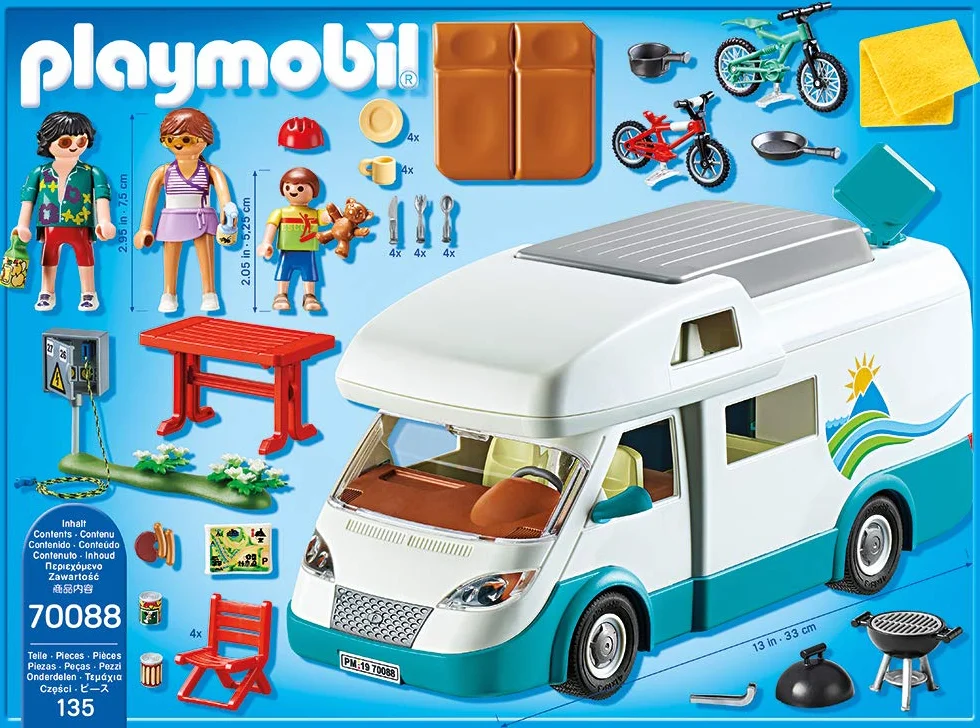 PLAYMOBIL Family Fun 70088 Rodzinne auto kempingowe, ze zdejmowanym dachem i wieloma dodatkami, od 4 lat