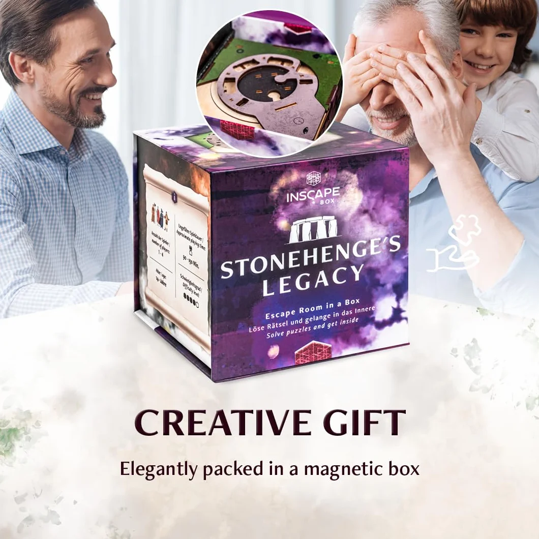 INSCAPE Cluebox Stonehenge´s Legacy interaktywne drewniane puzzle 3D z tajnymi mechanizmami – poznaj grę Escape Room – idealne dla fanów zagadek i dorosłych – pudełko na puzzle – prezent