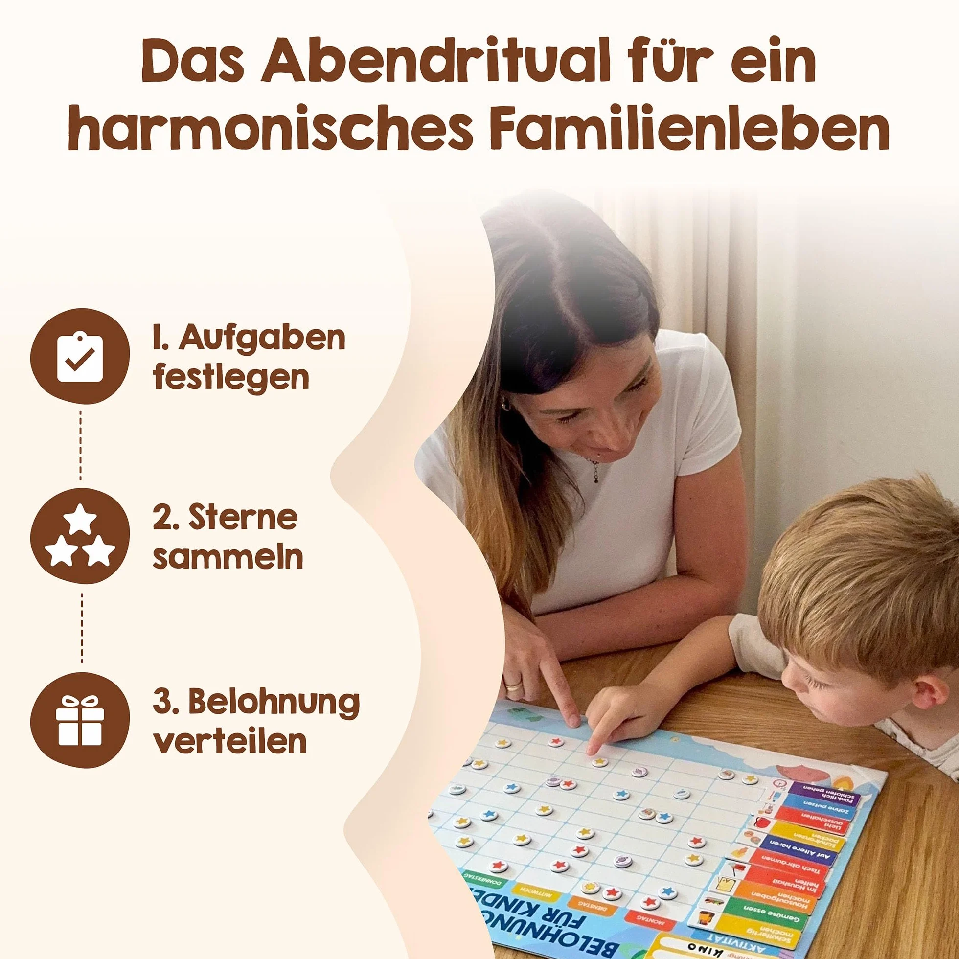 Edubini Tablica nagród dla dzieci - [100 misji, 350 magnesów] - System nagród odpowiedzialnych - tablica magnetyczna Montessori, planer tygodniowy dla dzieci, pomoc ADDHS - w zestawie torba, długopis