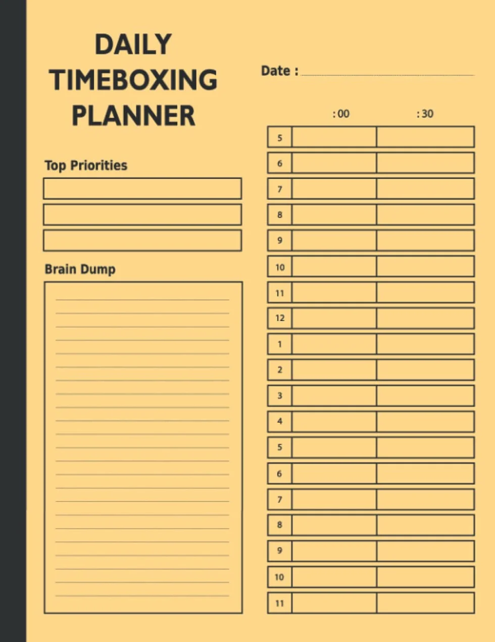 Daily Timeboxing Planner: Daily Time boxing Journal, daily time block planner, Time Block Journal for Hourly Productivity, To-Do List, Time Management.
