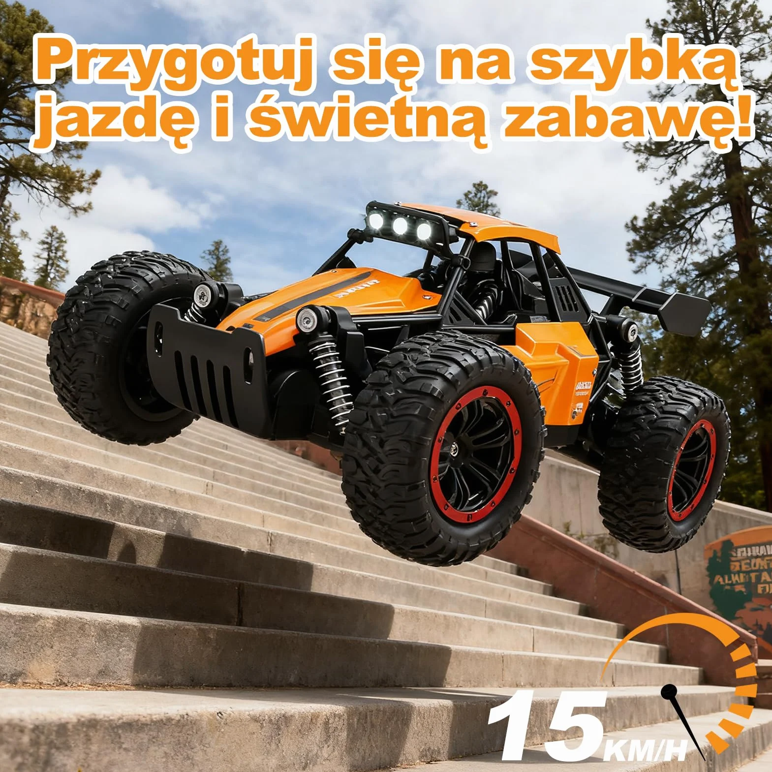 Jiakora Zdalnie sterowany samochód dla dzieci, 2,4 GHz Off-Road, samochód RC ze światłem LED, zdalnie sterowany monstertruck, samochód terenowy z 2 bateriami, samochód zabawkowy, prezent dla chłopców