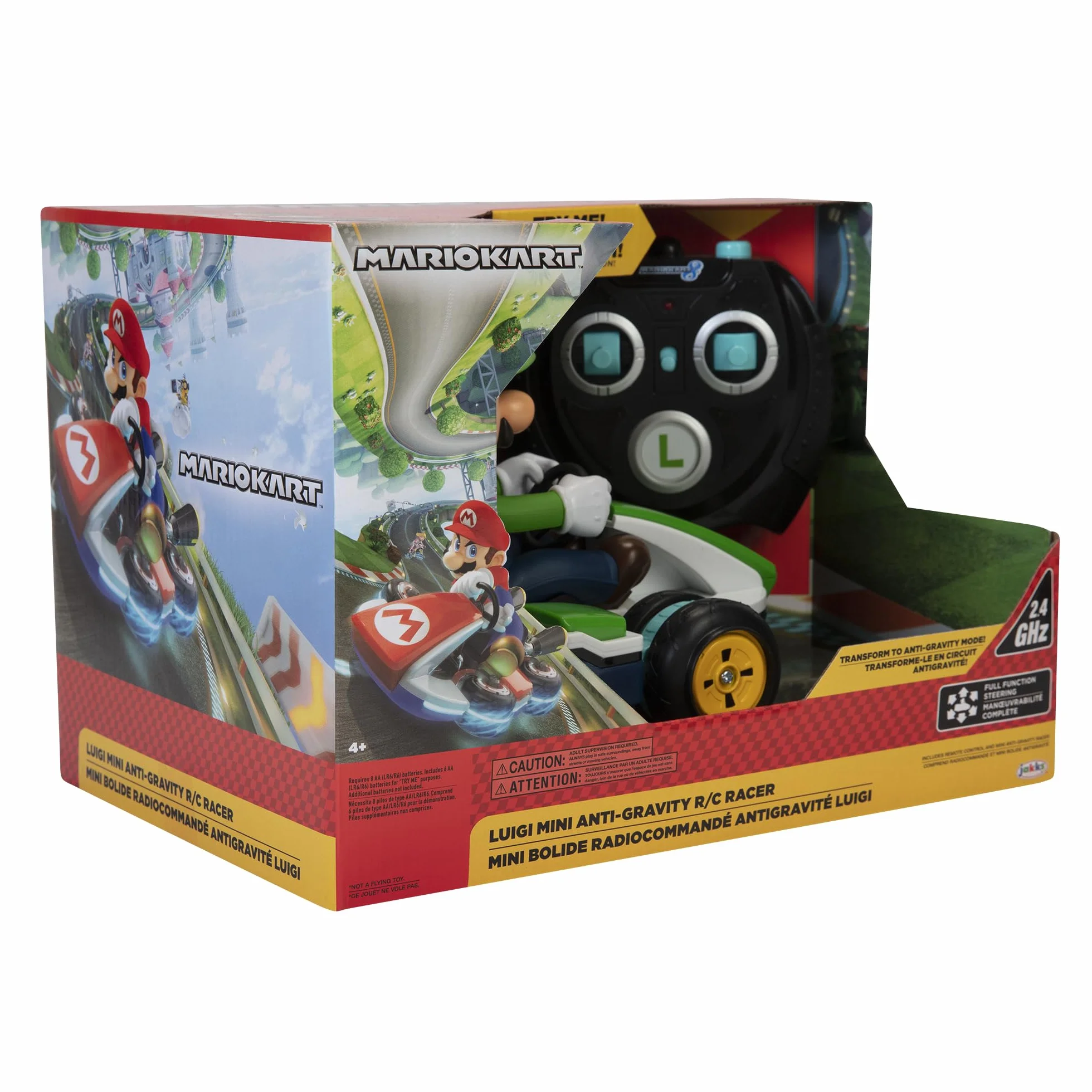 Nintendo Super Mario Kart Luigi RC Racer, 2,4 Ghz, z w Pełni Funkcjonalną Kierownicą, Samochód Luigi Race RC, Wielokolorowy