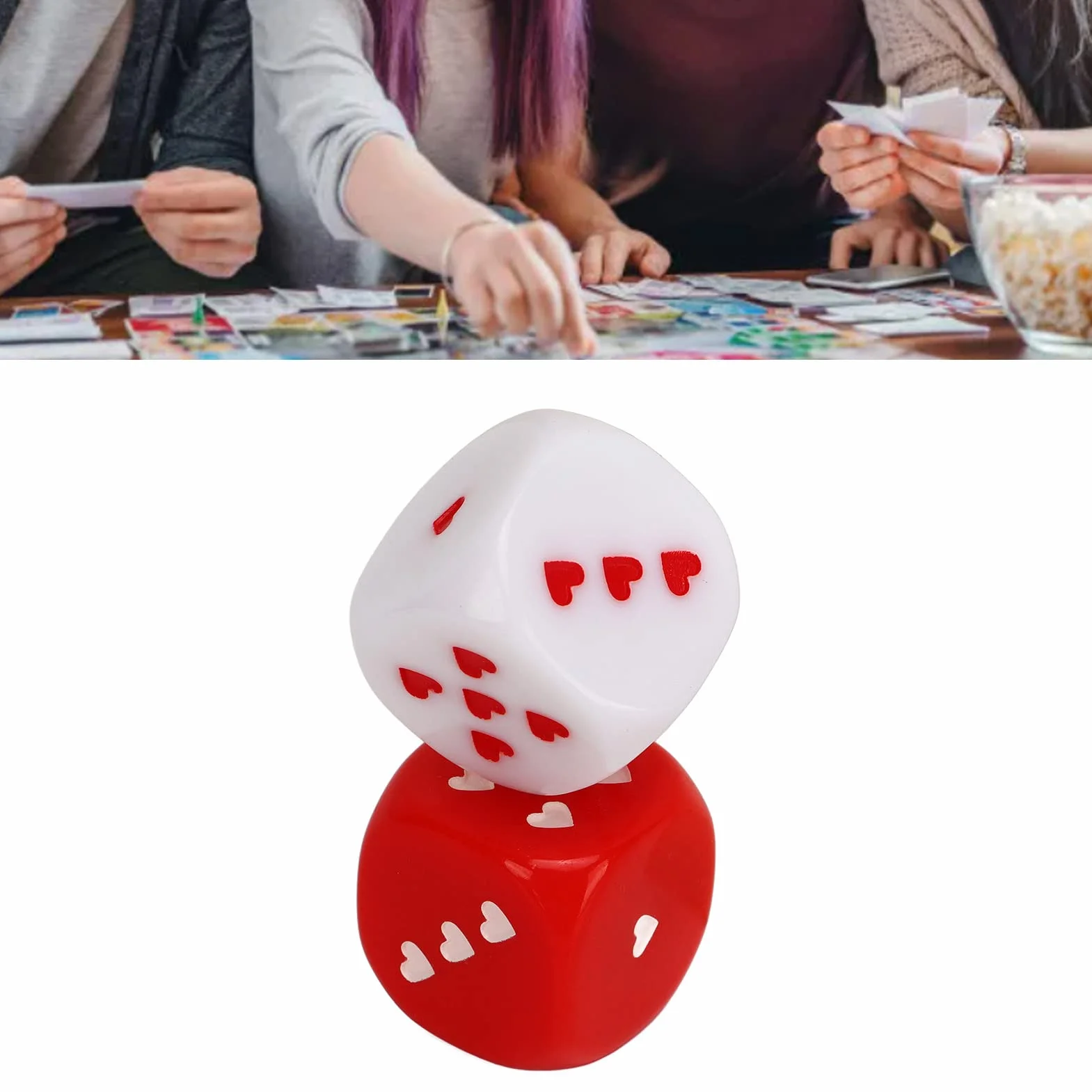 Dilwe Zestawy Kości, 5 par Kości 25 Mm w Kolorze Czerwono-białym z Sercem, nowość Funny Party Favor dla Gry Klubowej na Stole, Przenośne i Modne