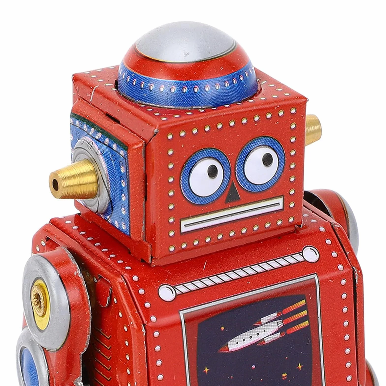 Wind Up Vintage Robot Retro Klasyczna Mechaniczna Zabawka Wiosenna dla Restauracji Cafe Bar (czerwony)