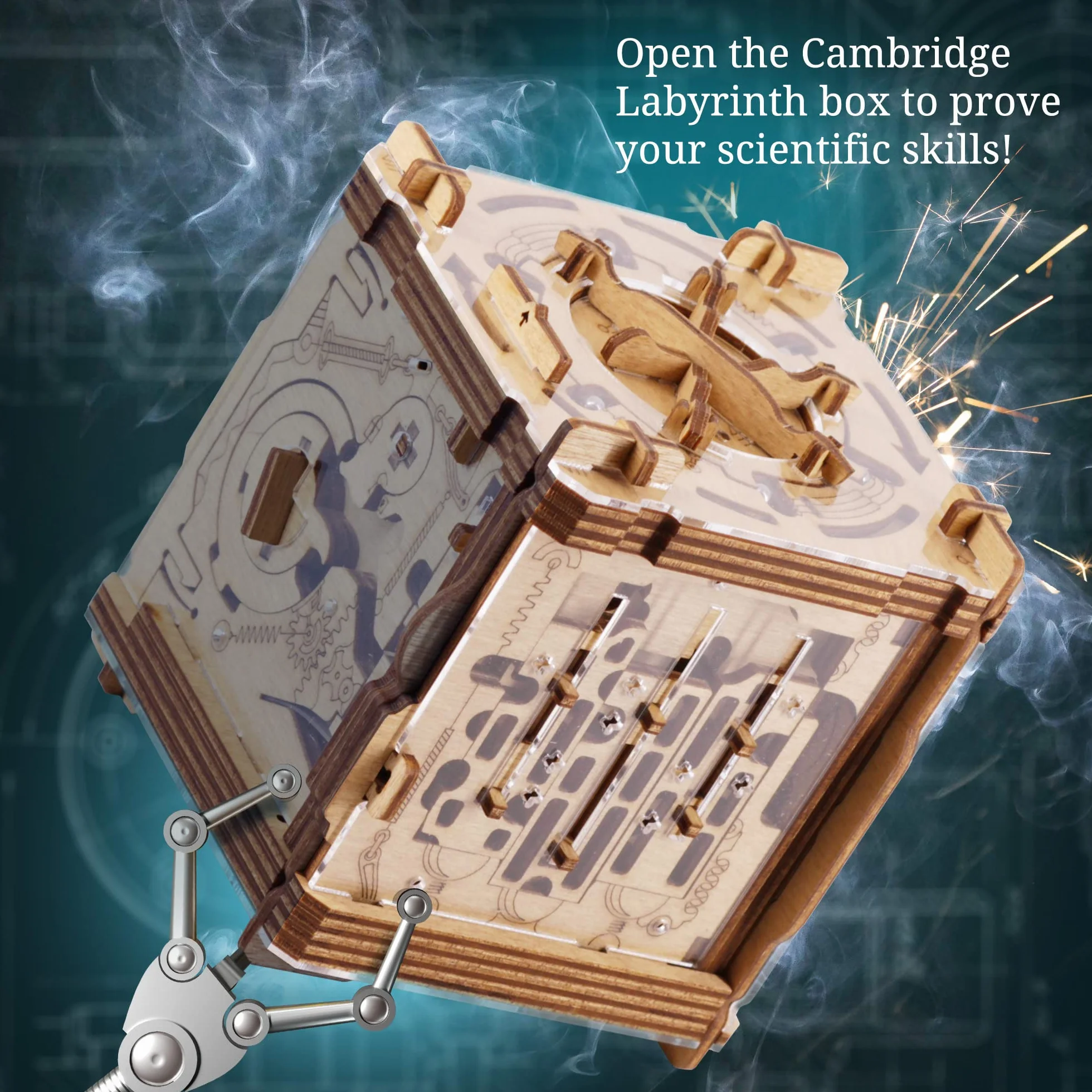 iDventure Cluebox - Cambridge Labirynt - gra Escape Room - drewniane puzzle 3D - prezent pieniężny - puzzle IQ - pudełko z puzzlami i prezent urodzinowy dla dorosłych - gadżet dla mężczyzn - gra