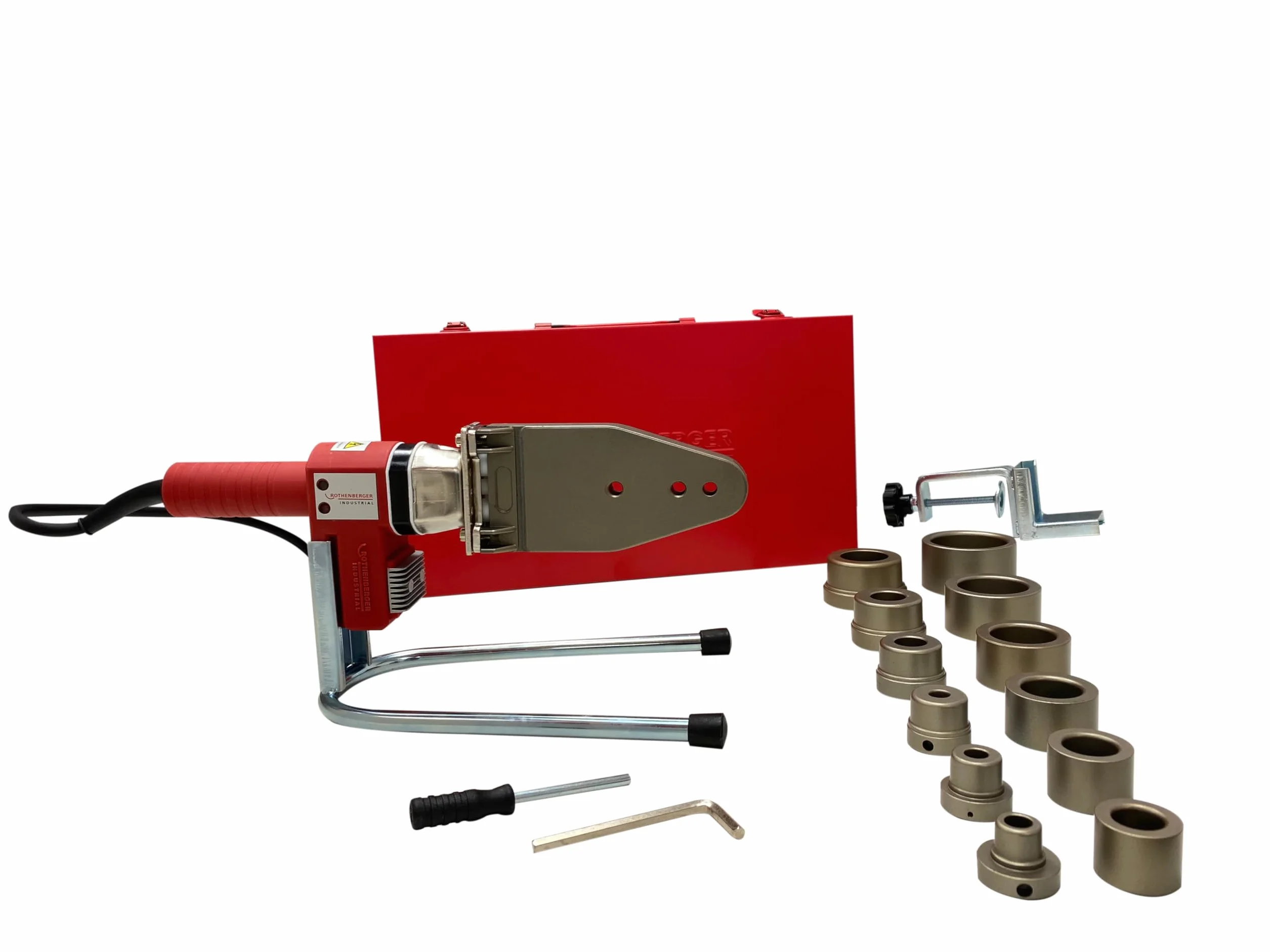 ROTHENBERGER Industrial 12-częściowa spawarka do muf z mufami (20 mm, 25 mm, 32 mm, 40 mm, 50 mm, 63 mm) w walizce | spawarka do rur, złączek i kształtek | do 260°C | 36052