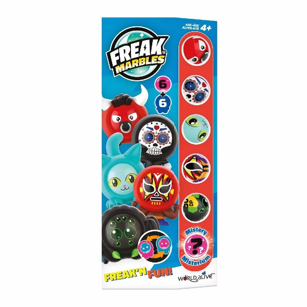 Freak Marbles Totem Pack D, 6 kolorowych kulek z jego projektami w grze, z czego 1 to Rzadkie. Zbieraj, baw się i udostępniaj dzieci w wieku od 4 lat