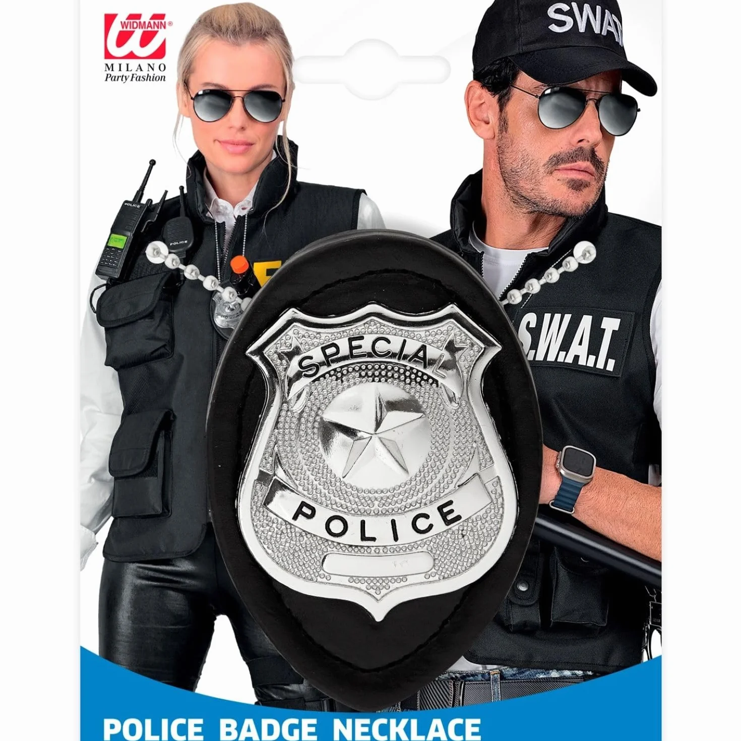 W WIDMANN MILANO Party Fashion - Marka policyjna z naszyjnikiem, policjantem, policjantem, policjantem, kostiumem karnawałowym