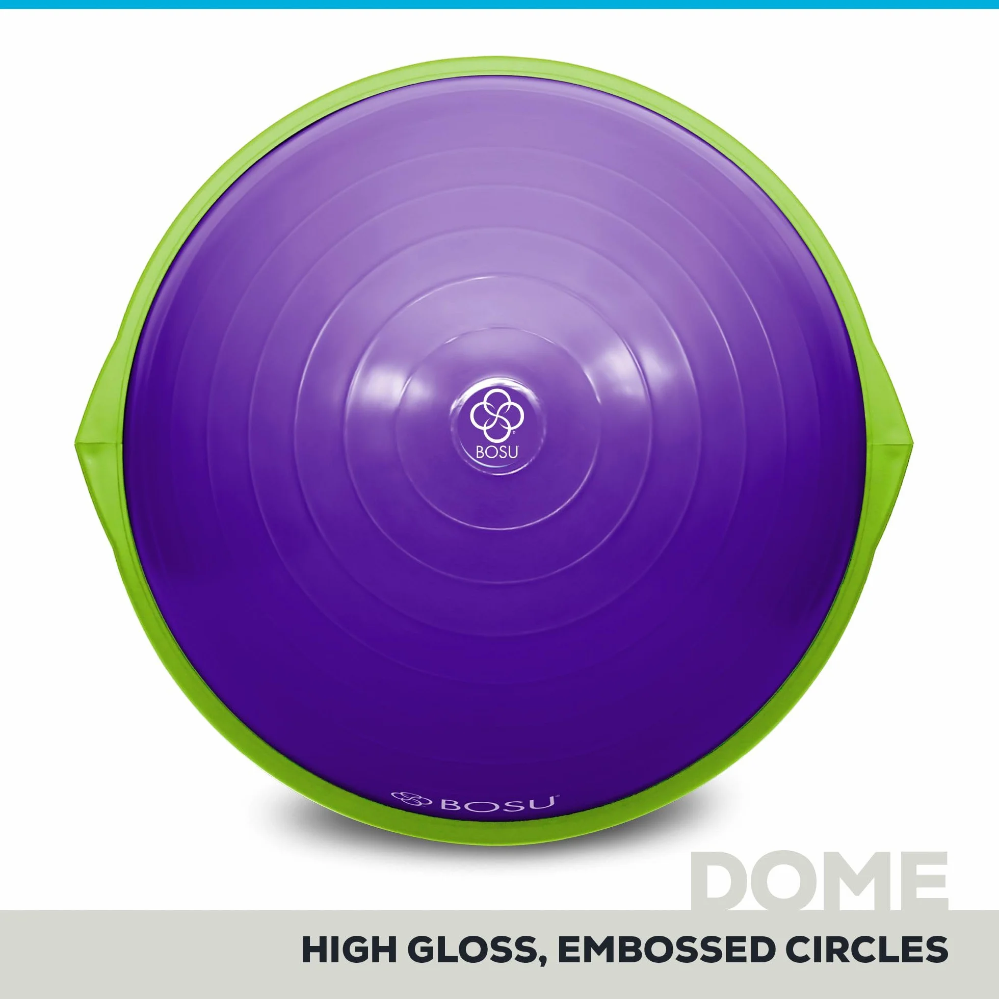Bosu Balance Ball Trenażer równowagi, sprzęt do ćwiczeń w domu z przewodnikami treningowymi i pompką, 66 cm, niebieski – nadmuchiwana platforma fitness do treningu siłowego, ćwiczeń, równowagi