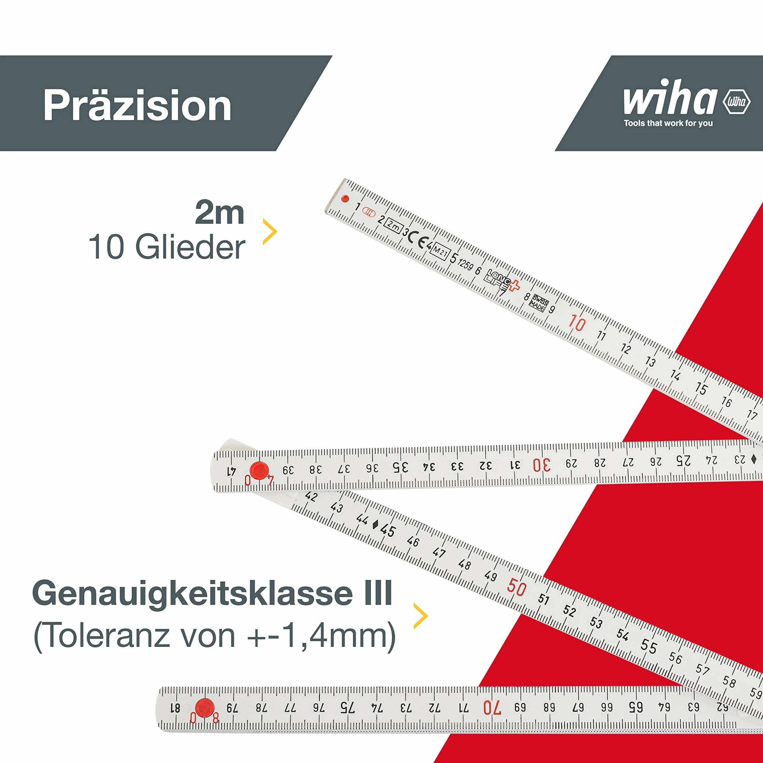 Wiha Metro pliable LongLife® Plus 2 m metr, 10 prętów 15 mm (27059)