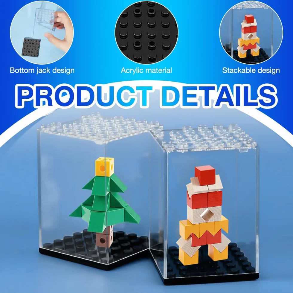 12 sztuk akrylowych gablot, akrylowa gablota, akryl do układania w stos, miniaturowe gabloty, etui do przechowywania klocków do figurek