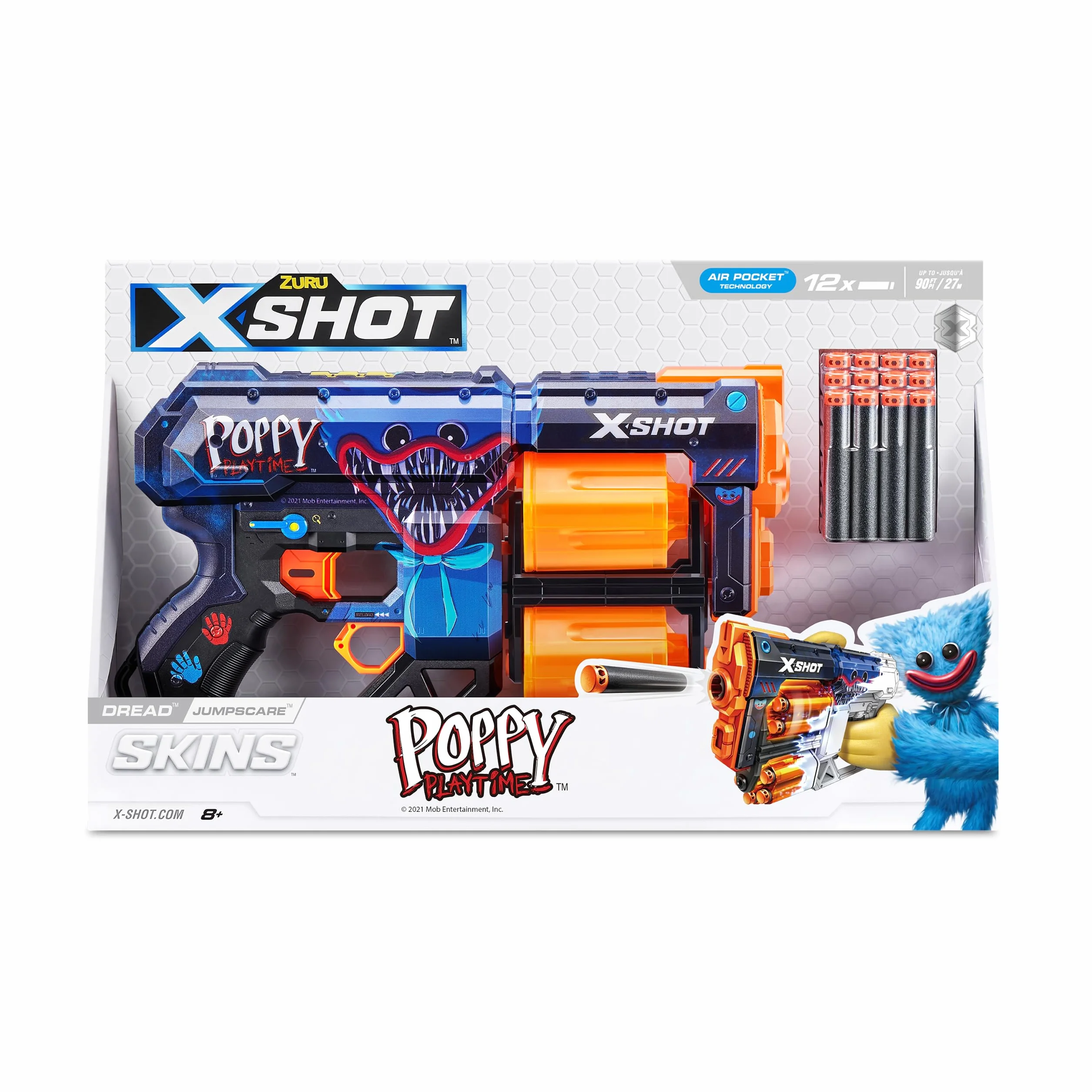XSHOT- X-Shot Skins Dread, Poppy, 12 rzutek z pianką wyrzutnią, 36651