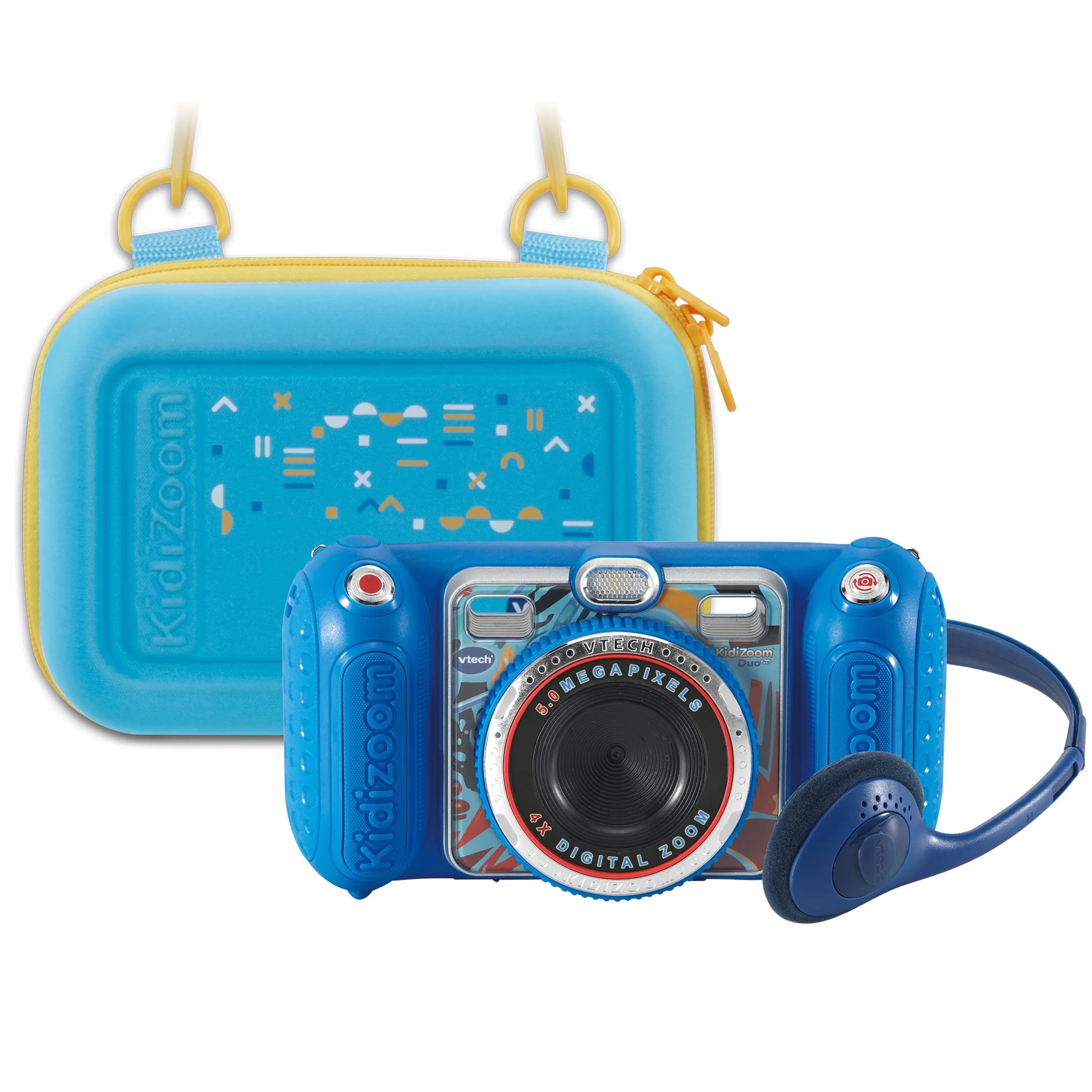VTech KidiZoom Duo Pro Bundle z bezpłatną torbą – tylko na krótki czas – aparat dziecięcy z 2 kamerami, funkcją zdjęć i wideo, grania, odtwarzaczem muzyki i wieloma innymi, niebieski