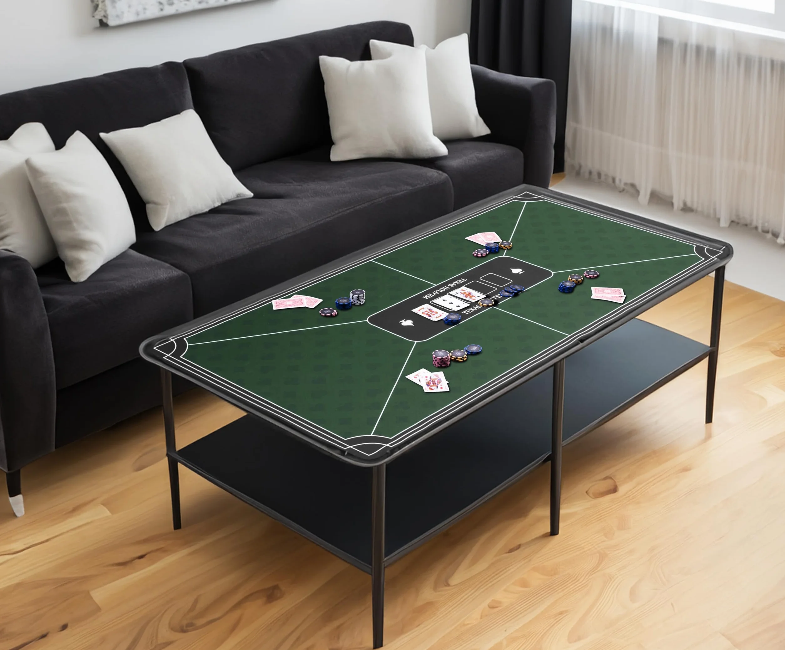 Engelhart – 320992 – Zielona mata pokerowa – 120x60 cm – antypoślizgowa – poliester i guma – grubość 3 mm – akcesorium do gry