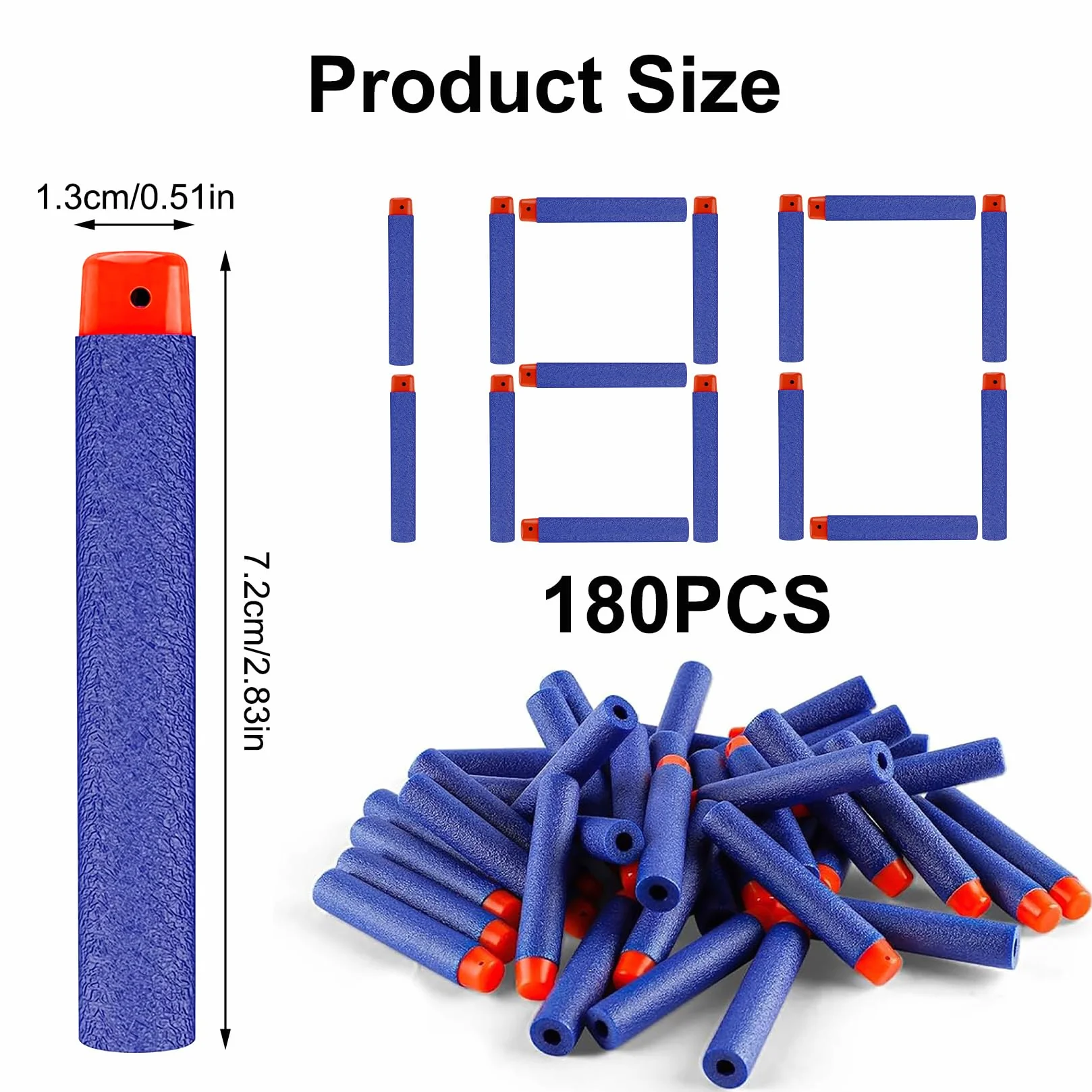 180 sztuk strzałek piankowych do pistoletów Nerf, zapasowe strzały z pianki, piankowe strzały do pistoletów Nerf Elite 2.0, uzupełnienie akcesoriów do strzelania, zabawkowe ulubieńce na imprezy (180