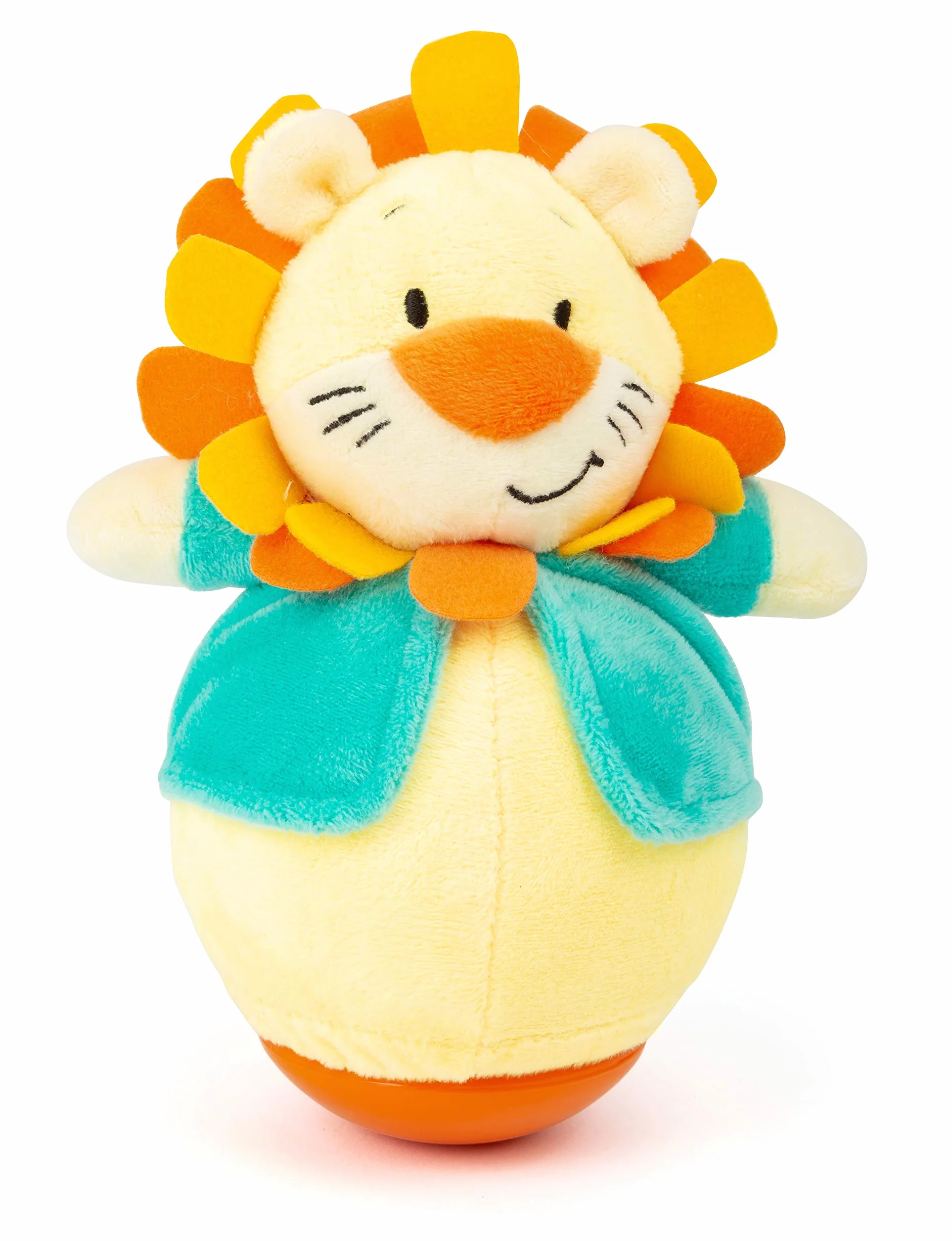 Small Foot 11426 Roly-Poly Lion, zabawne stojące pluszowe zwierzę do chwytania i dotykania, zabawka do nauki, wielokolorowe