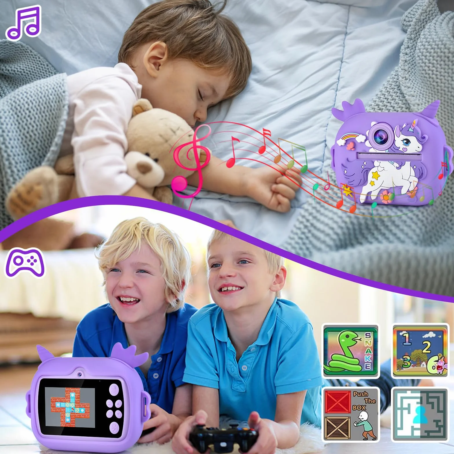 Aparat Natychmiastowy Dziecięcy Aparat Cyfrowy 3-12 Lat + 5 Rolek Papieru Termicznego Druku Natychmiastowego Aparat Fotoapparat Natychmiastowy Druk Kids Aparat Fotograficzny Dziecięcy Aparat