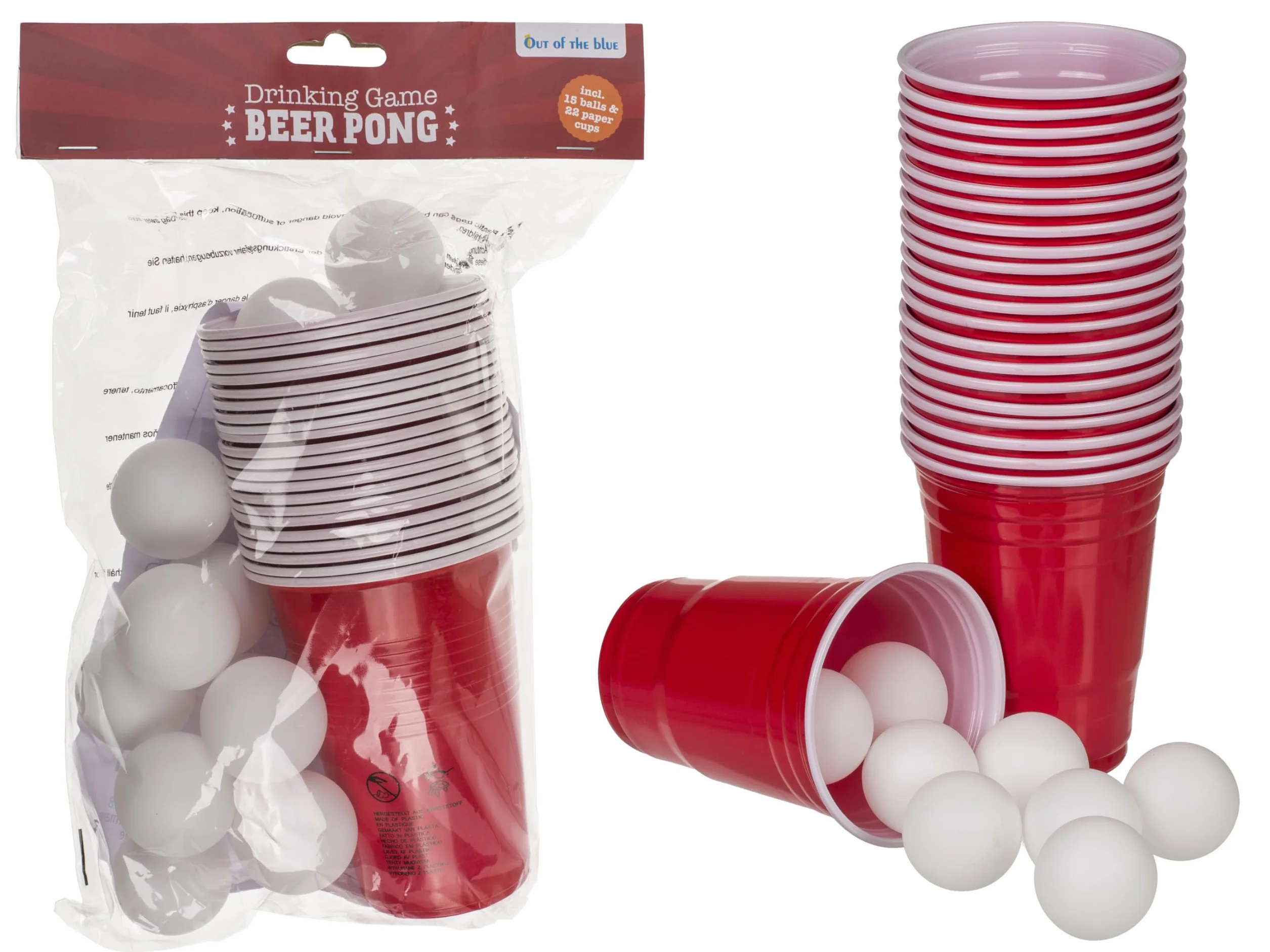 Gra Beer Pong 15 piłek 22 kubki 550 ml tworzywo sztuczne