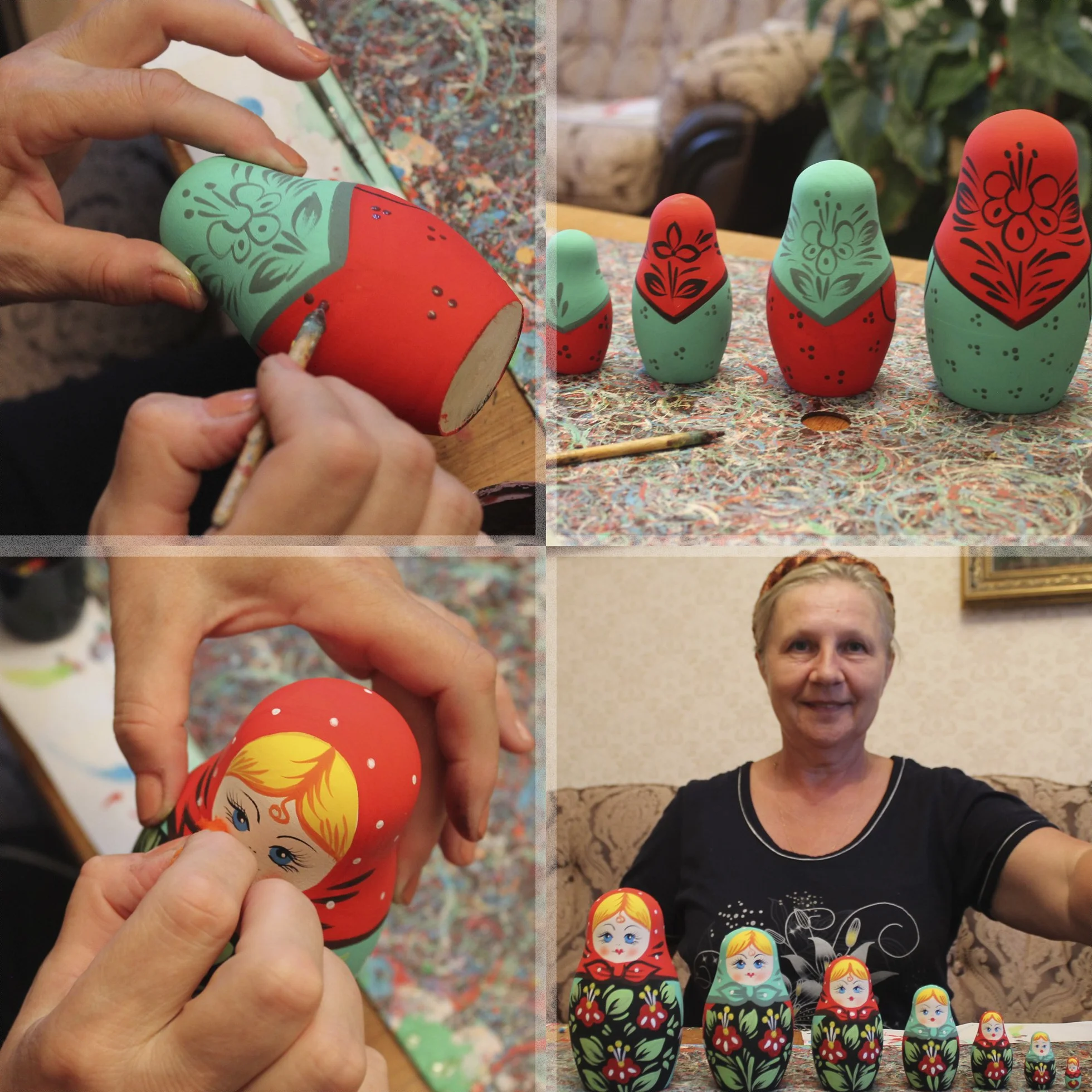 Matryoshka Rosyjska lalka lęgowa babushka zestaw ręcznie robiony pamiątkowy prezent (3-pak)