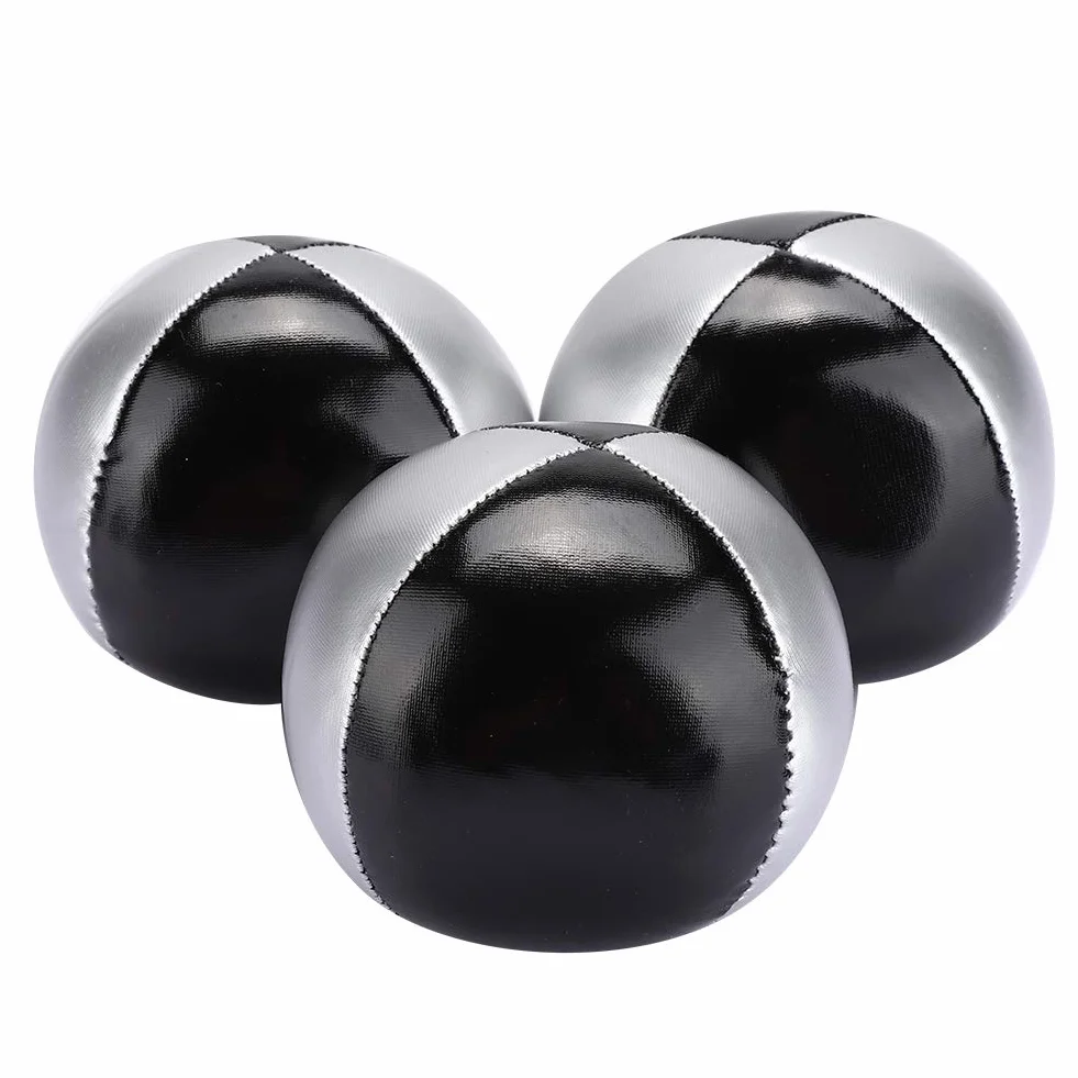 RiToEasysports Thud Juggling Ball srebrne czarne skóra PU miękkie łatwe żonglowanie kulki dla dzieci i dorosłych opakowanie 3 szt.