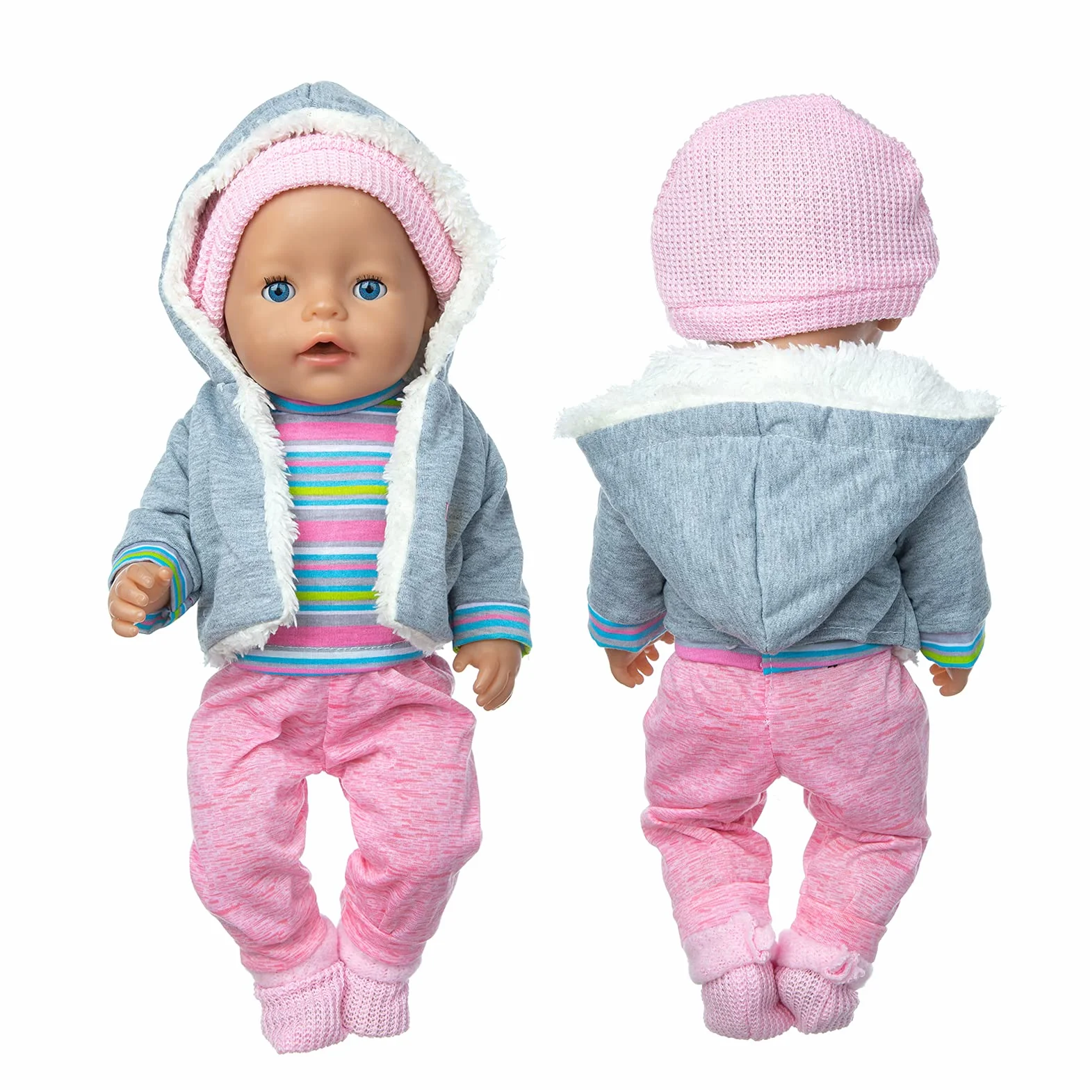 Ubrania lalki 36-43 cm New Born Baby lalki, w tym koszula, płaszcz, kapelusz, skarpetki (bez lalki)