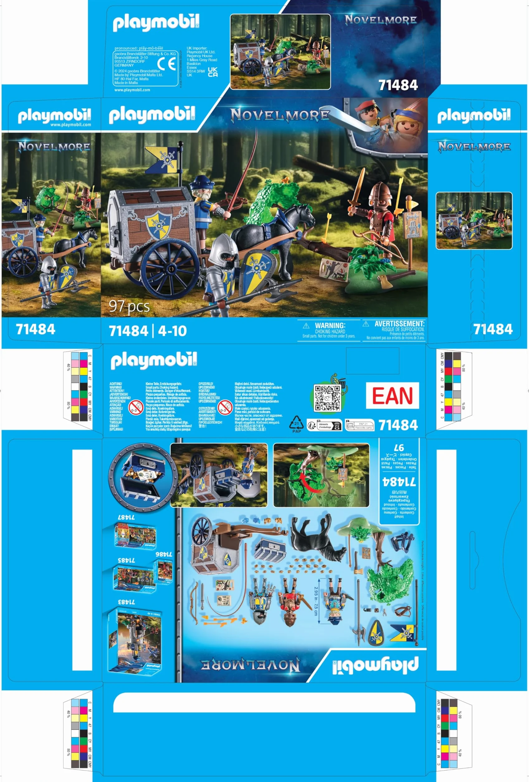 PLAYMOBIL Novelmore 71484 Napad na wóz transportowy, bitwa o złoto, Rycerze Novelmore kontra Burnham Raiders. Zabawne i pomysłowe odgrywanie ról, zabawki dla dzieci w wieku od 4 roku życia