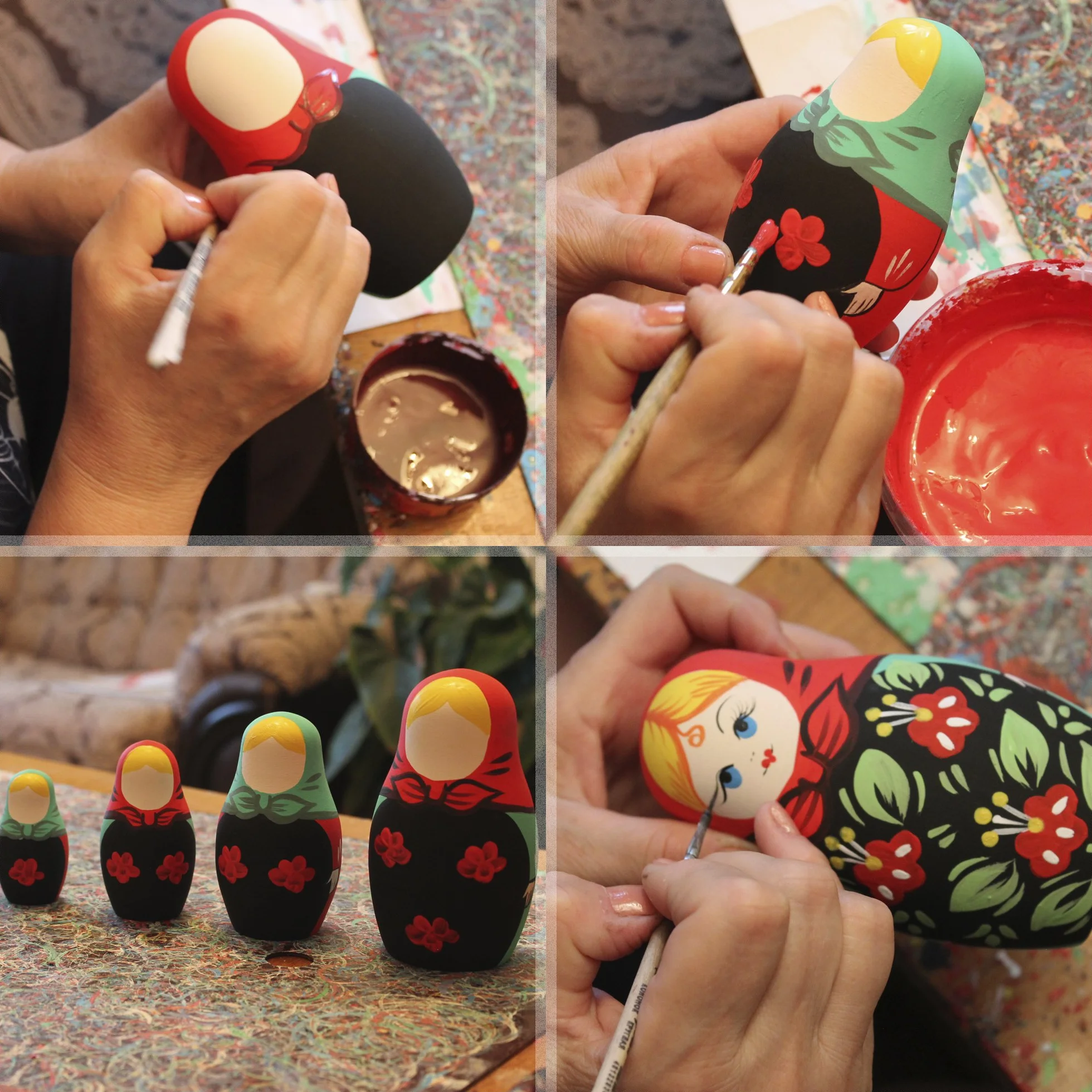 Matryoshka Rosyjska lalka lęgowa babushka zestaw ręcznie robiony pamiątkowy prezent (3-pak)
