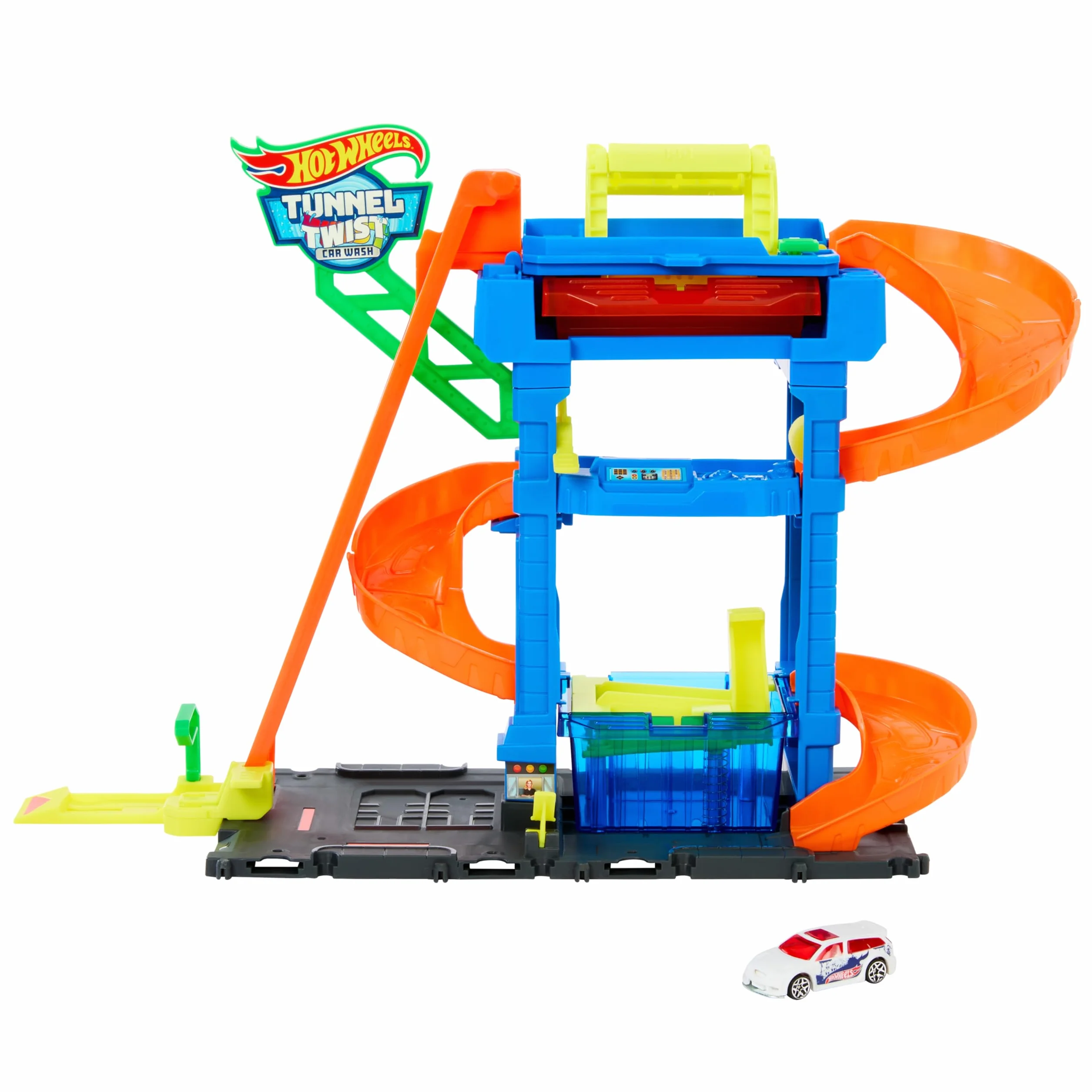 Hot Wheels City „Let's Race – Na start!” Netflix - Myjnia Odjazdowe zakręty Zestaw z 1 samochodzikiem Color Shifters w skali 1:64, HTN80