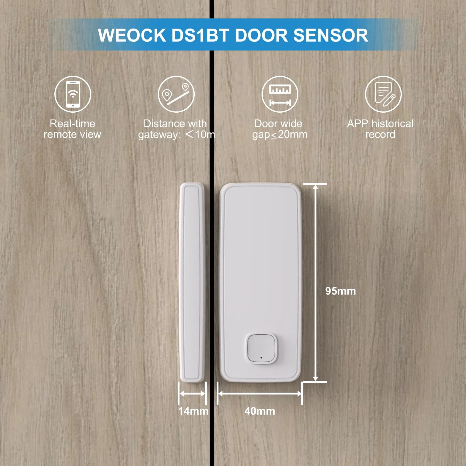Welock DS1BT 2 czujnik drzwiowy WIFIBOX3 kombinatoryczny do drzwi Welock elektroniczny zamek do drzwi, komunikaty, drzwi otwarte i zamknięte na odległość, kolor biały, akcesoria Bluetooth do