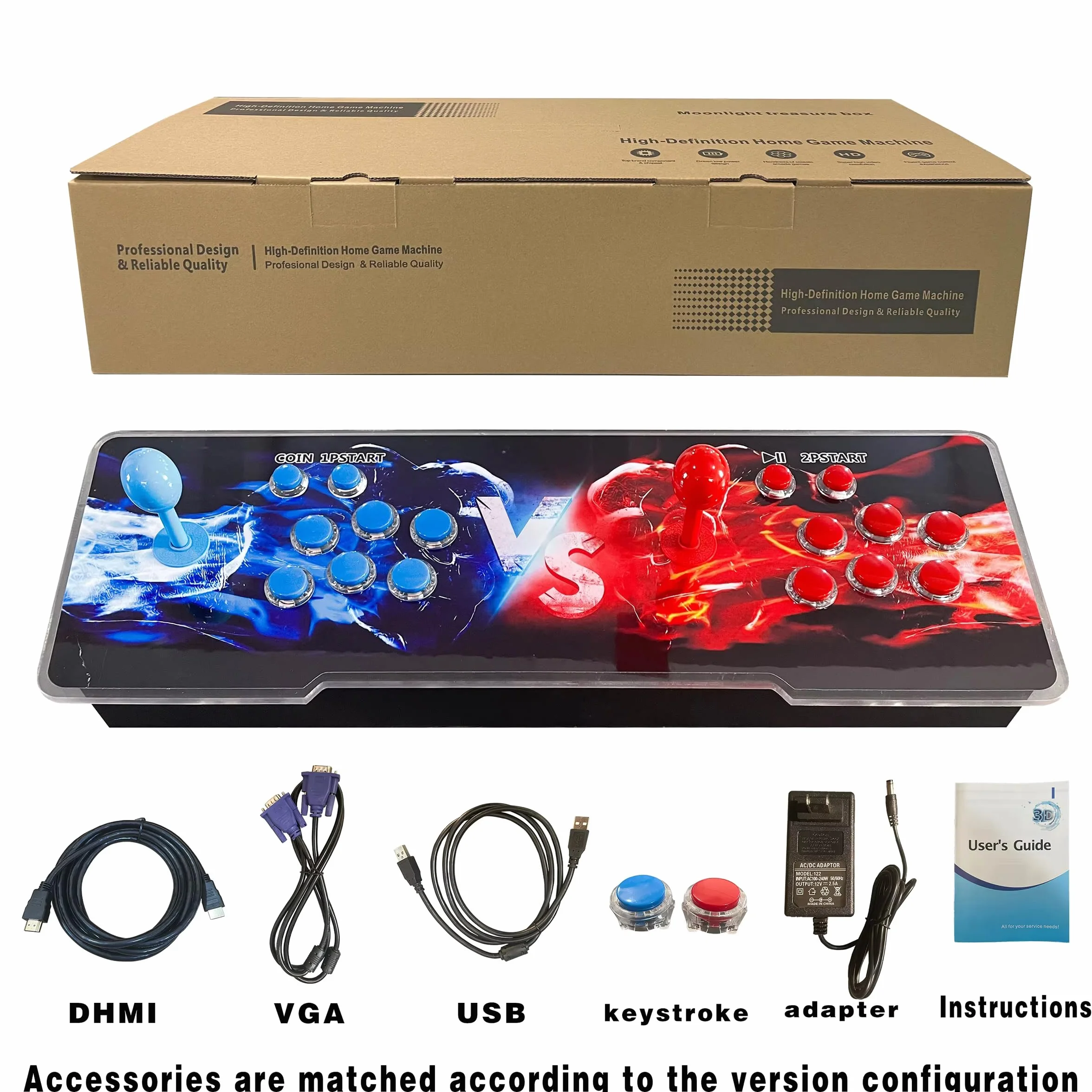 Arcade Console Retro Game Machine for PC, projektor & TV, 2-4 odtwarzacze, 1280 x 720, 3D, wyszukiwanie/ukrywanie/zapisywanie/ładowanie/pauza, lista ulubionych gier (10000 gier z WlFl)
