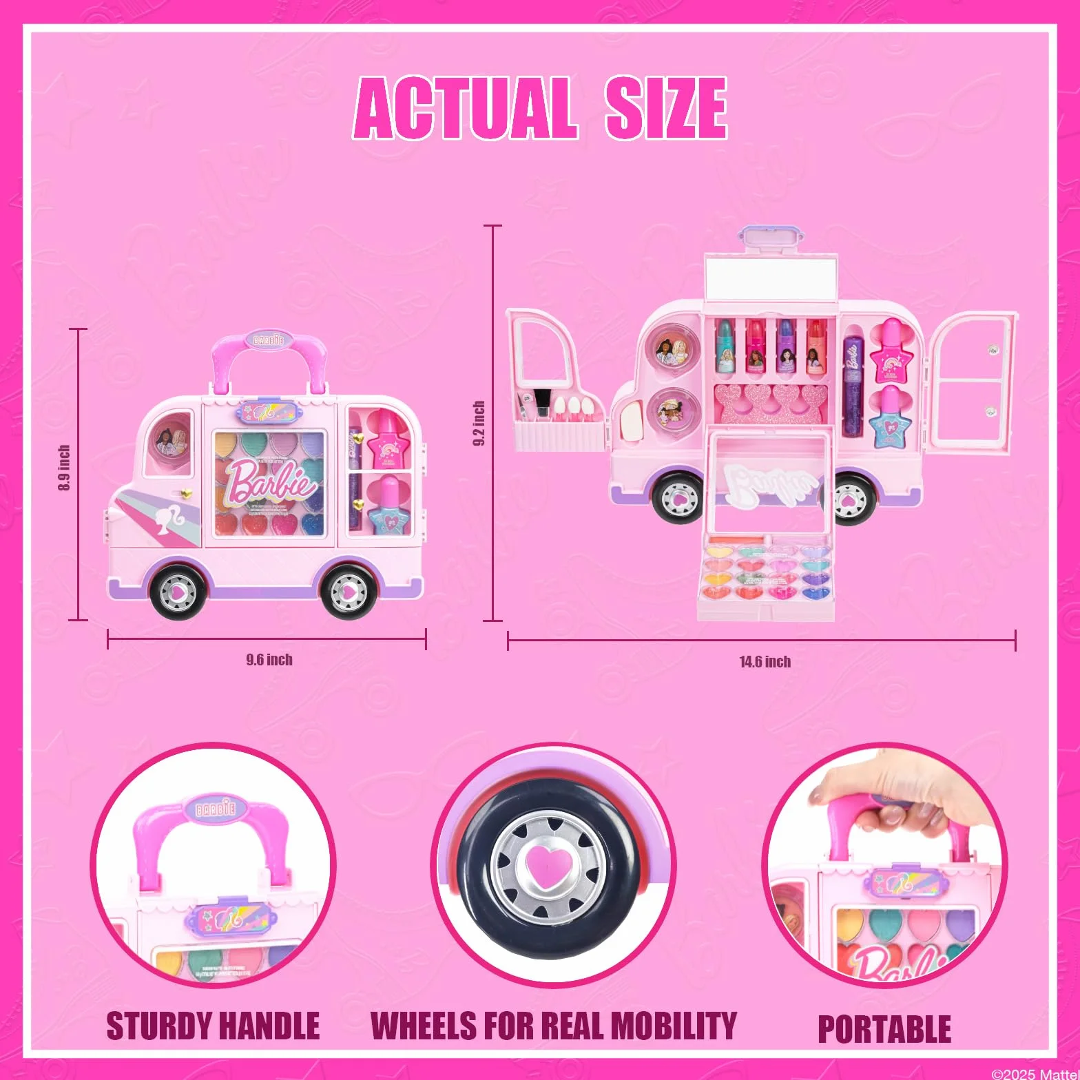 Zestaw do makijażu Barbie-Auto dla dziewczynek, prawdziwy zmywalny zestaw do makijażu, DIY-makijaż dla 6, 7, 8, 9, 10, 11 i 12 latek od Townley Girl