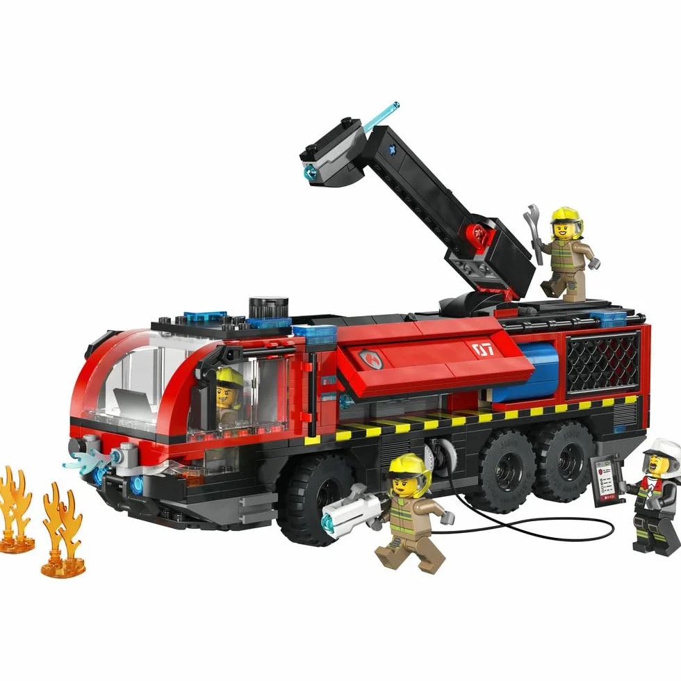 LEGO City Lotniskowy wóz strażacki, zabawka dla dzieci od 7 lat, klocki konstrukcyjne z pojazdem ratunkowym i czterema minifigurkami, prezent dla 7-latka, dla chłopca i dziewczynki na urodziny 60499